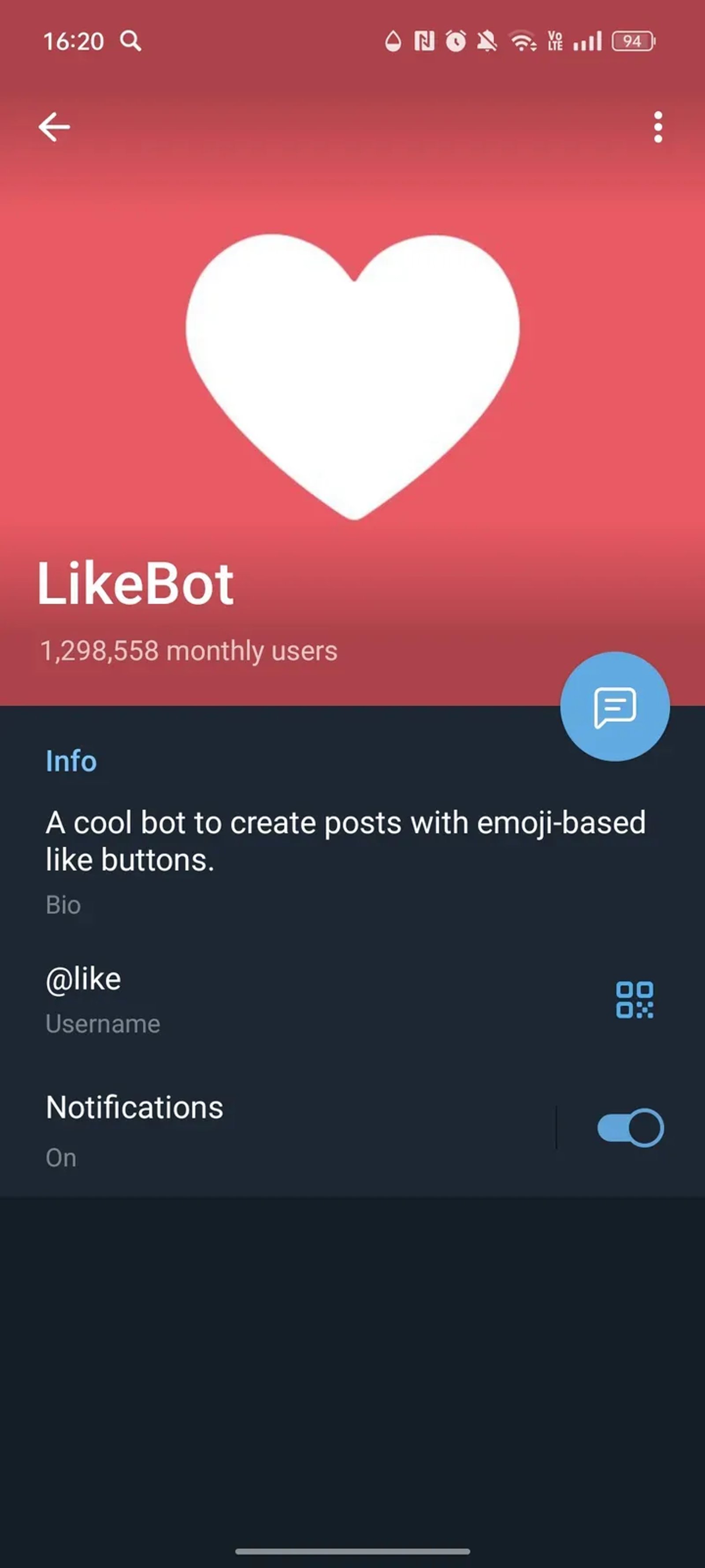 LikeBot в Телеграм — скриншот 4
