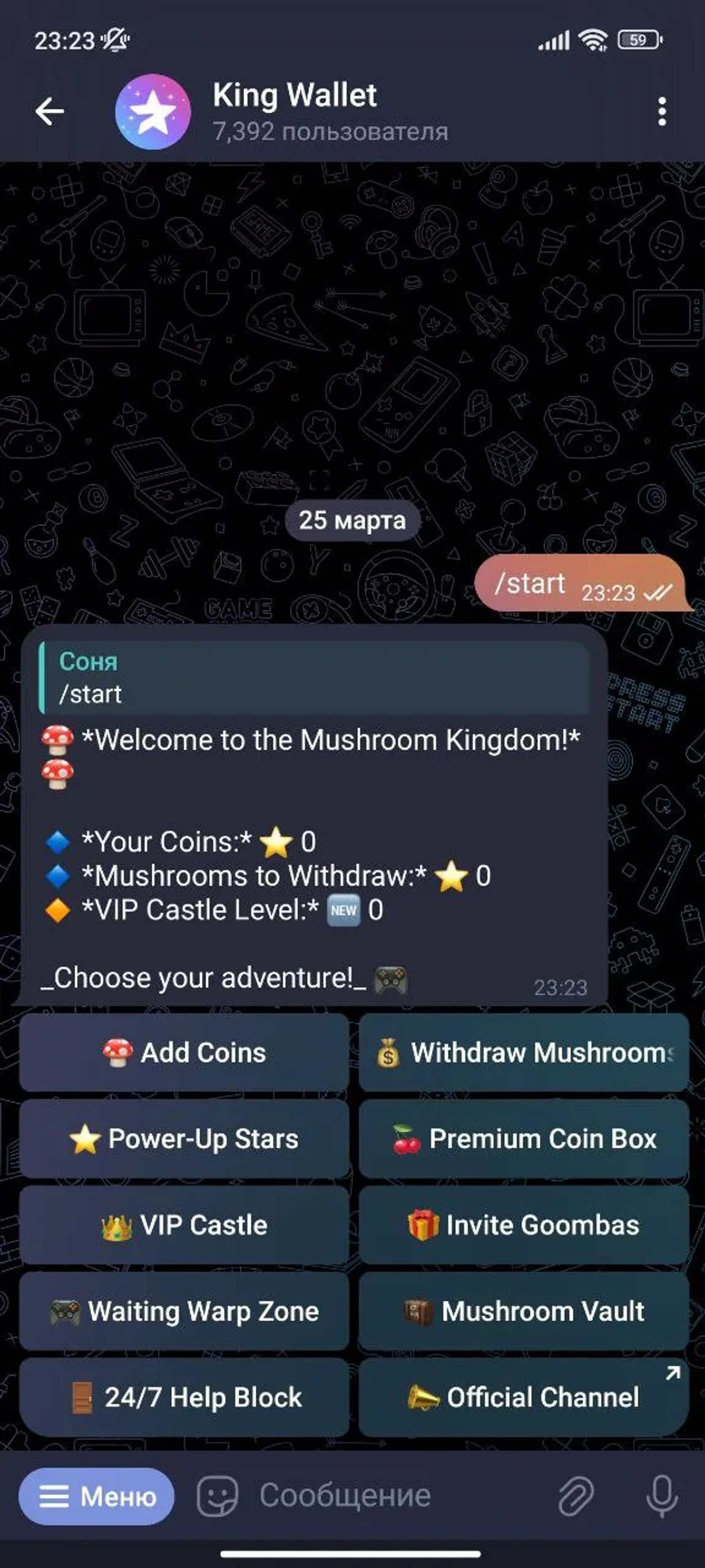 King Wallet Telegram Screenshot 1