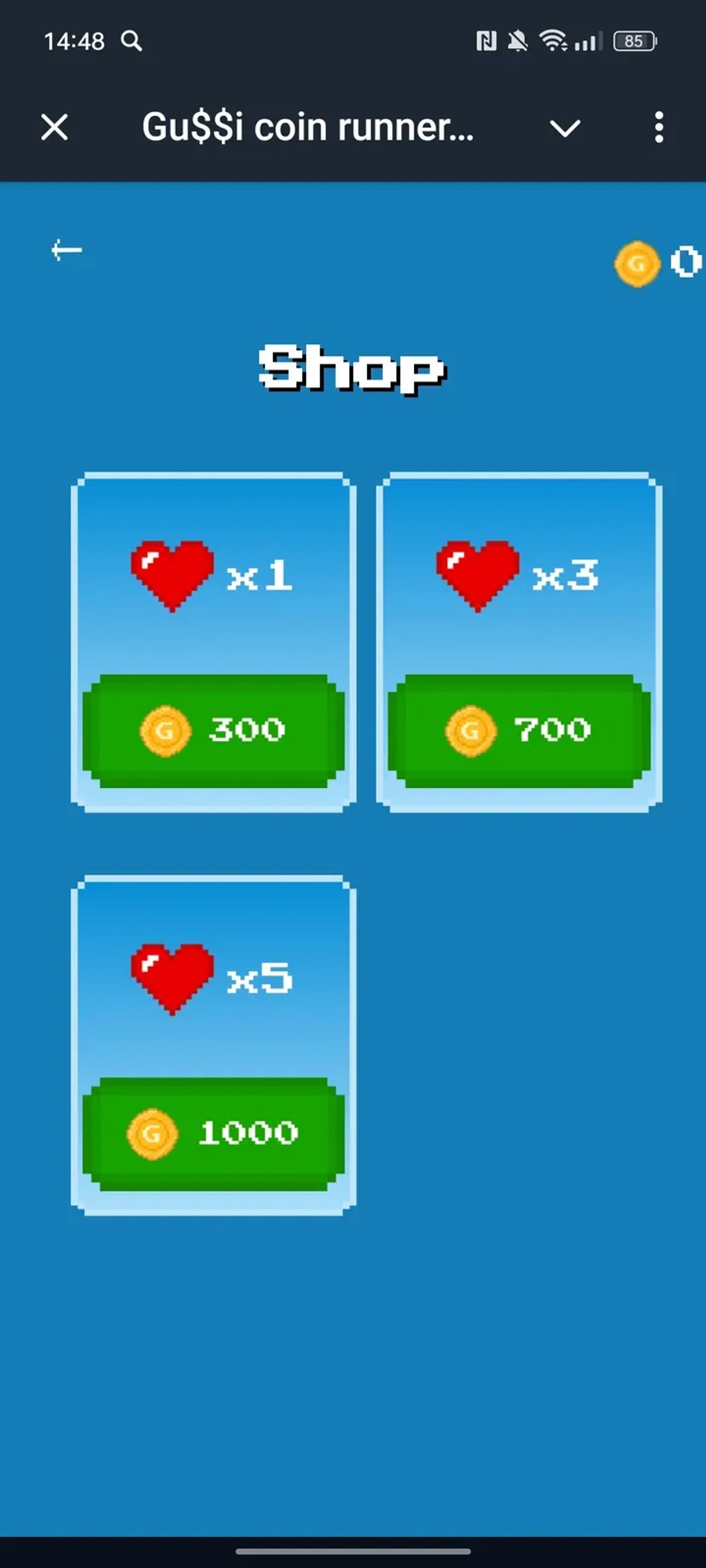 Gu$$i coin runner Game в Телеграм — скриншот 2