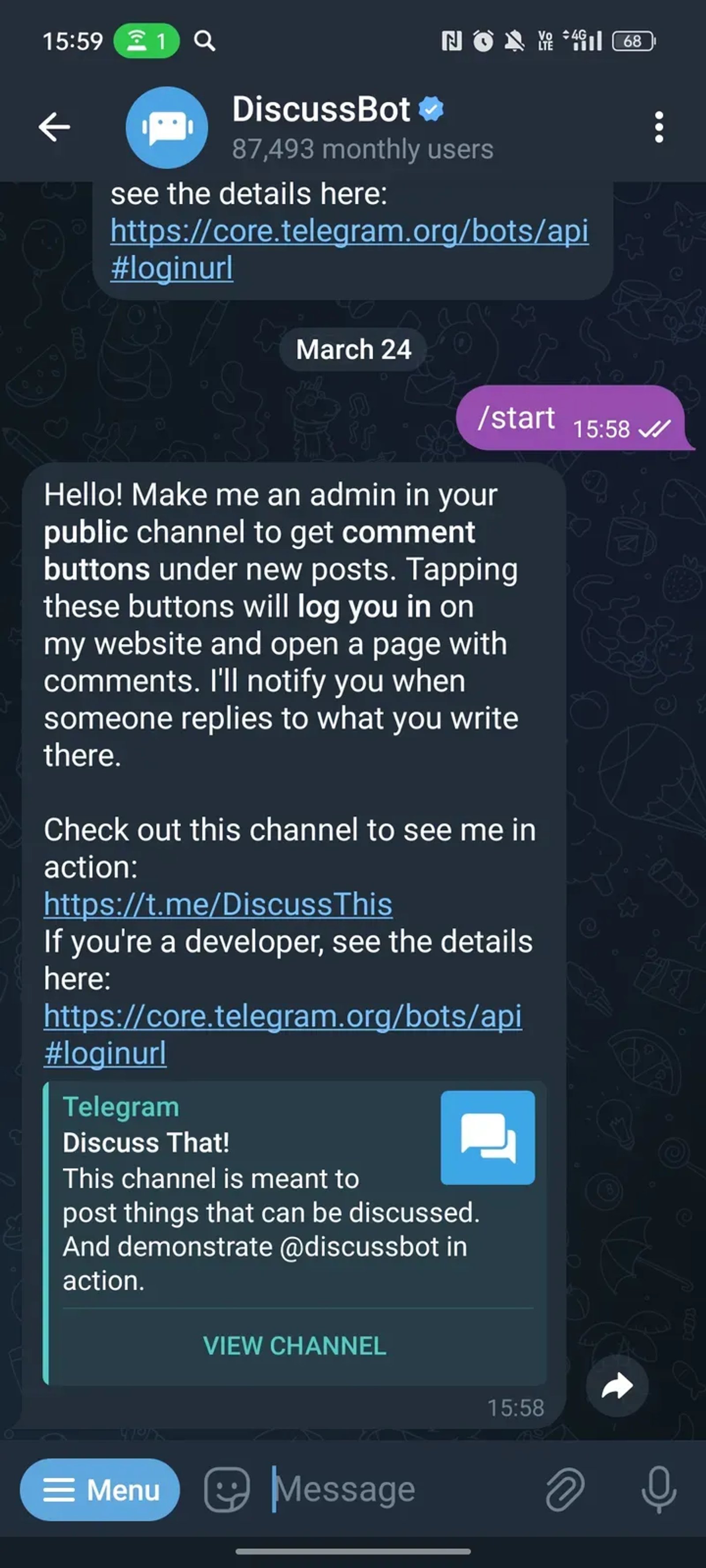DiscussBot в Телеграм — скриншот 2