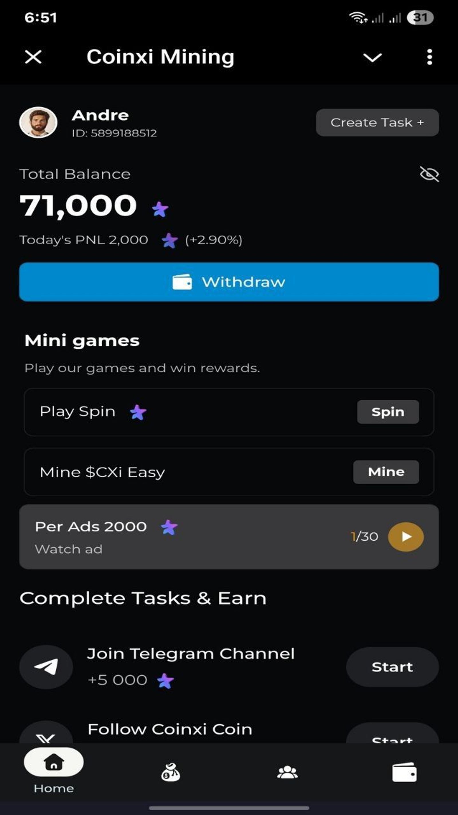 Coinxi Mining Telegram Screenshot 1