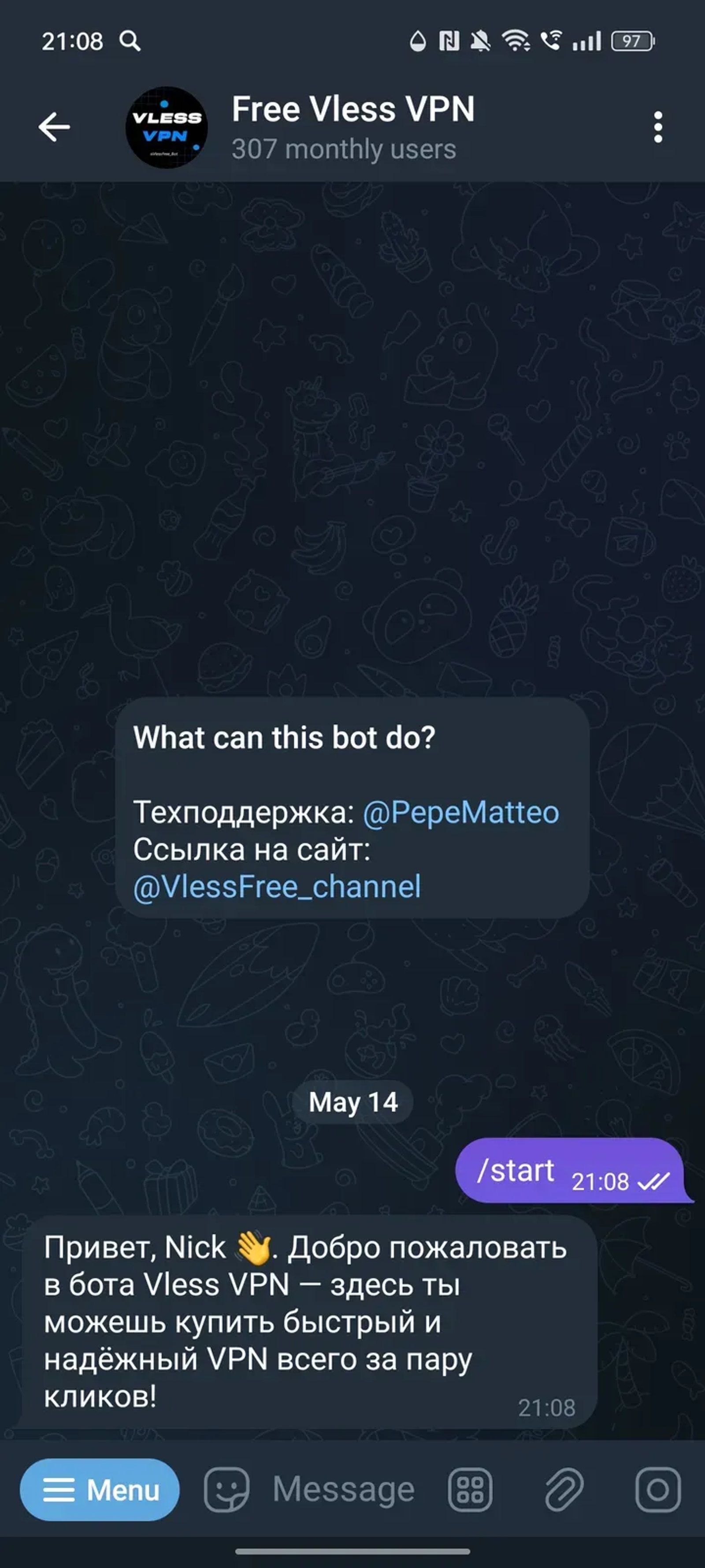 Free Vless VPN Telegram Screenshot 2