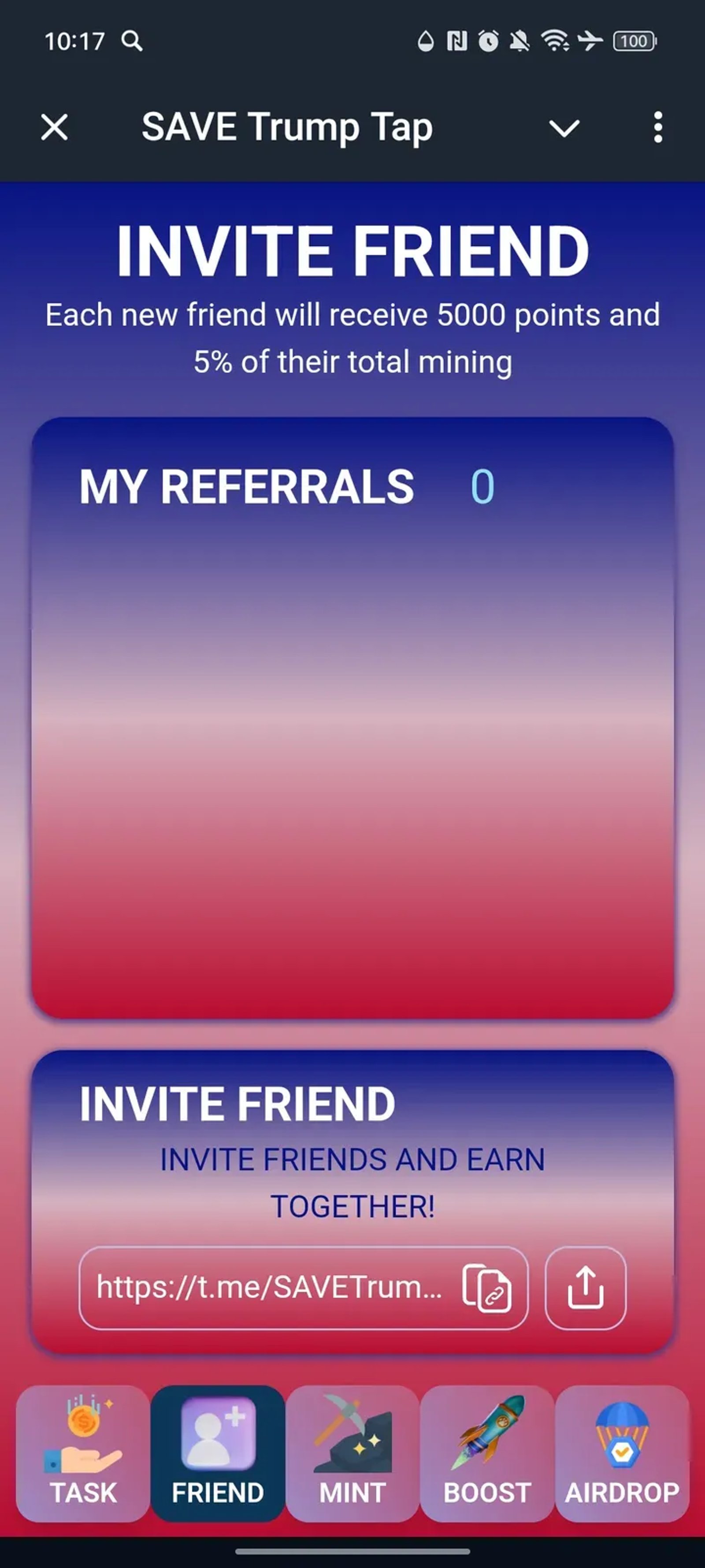 SAVE Trump Tap Telegram Screenshot 2