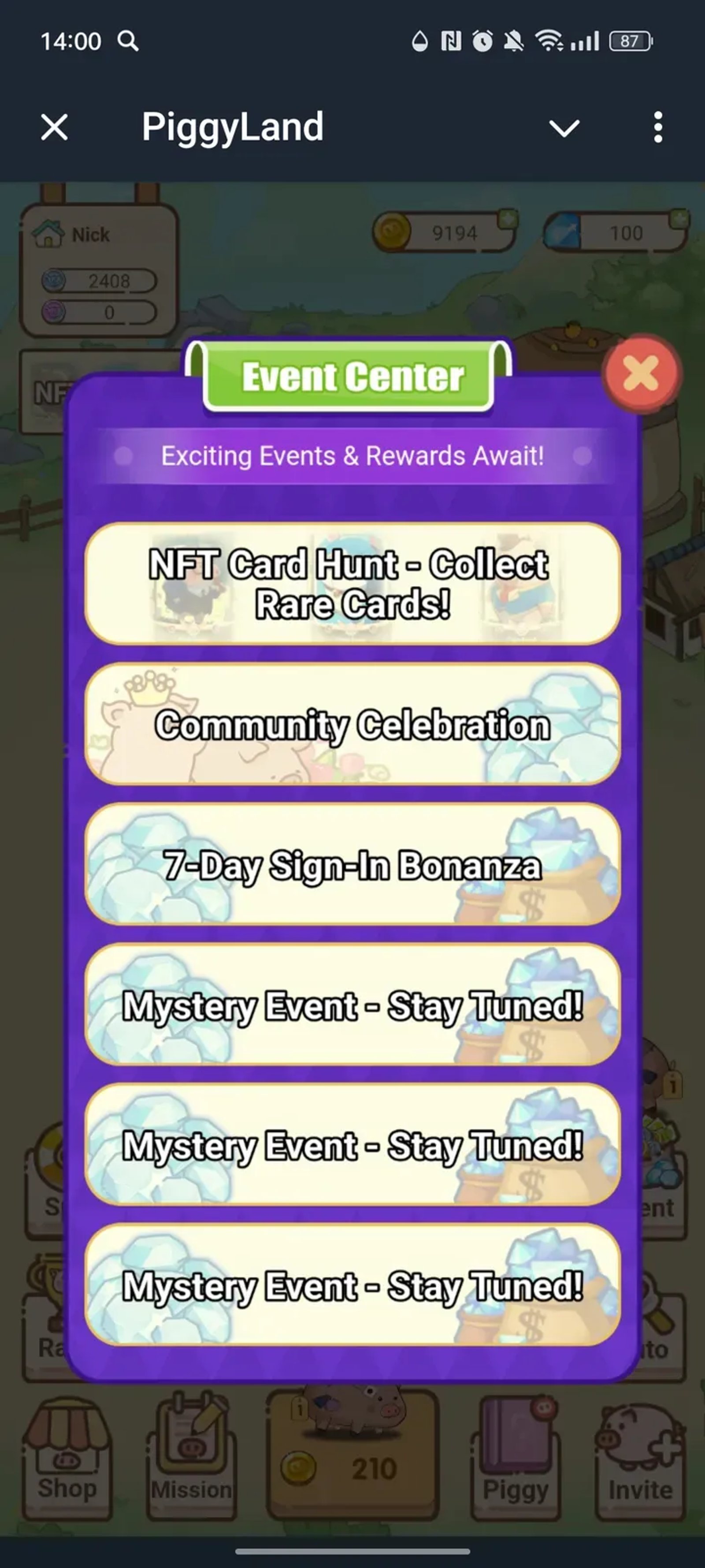 PiggyLand в Телеграм — скриншот 5