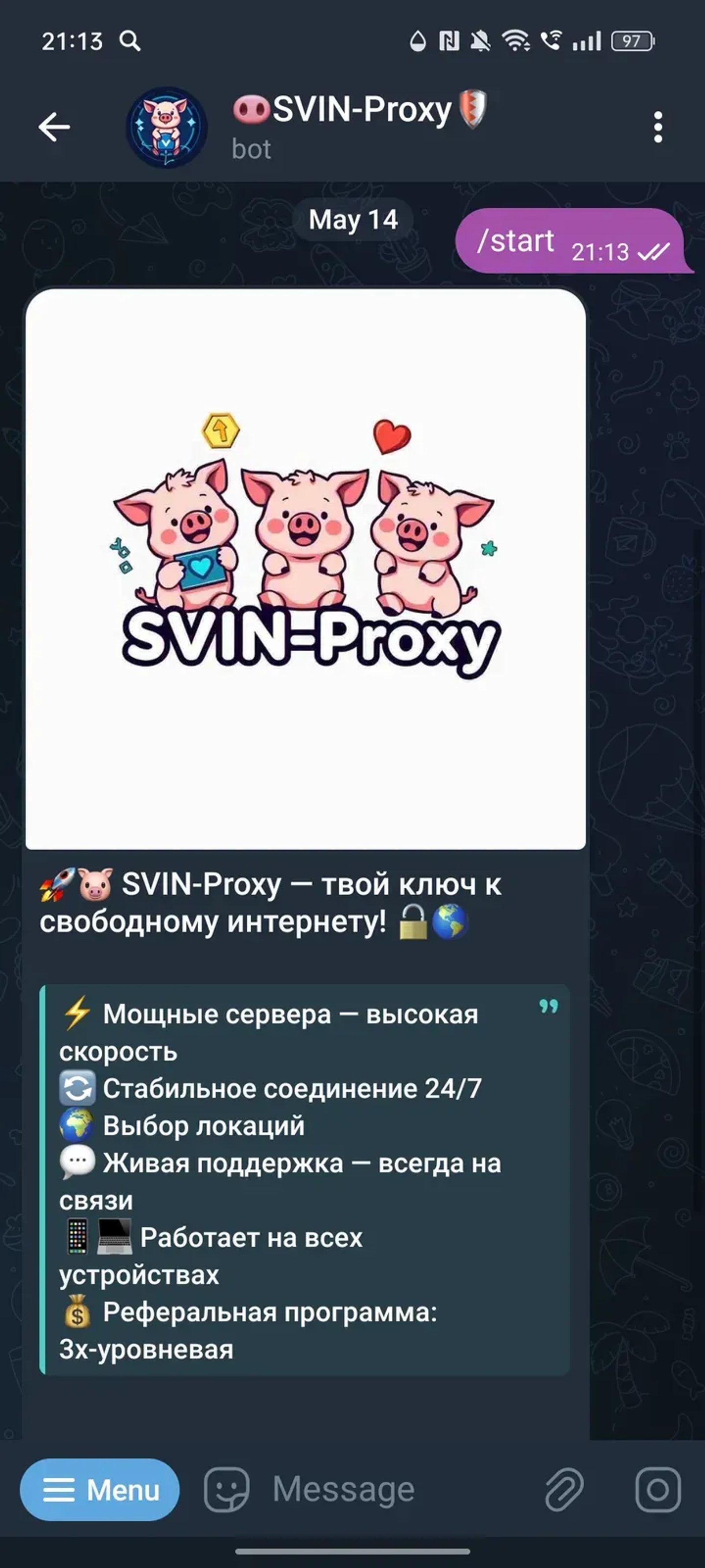 🐽SVIN-Proxy🛡️ в Телеграм — скриншот 2