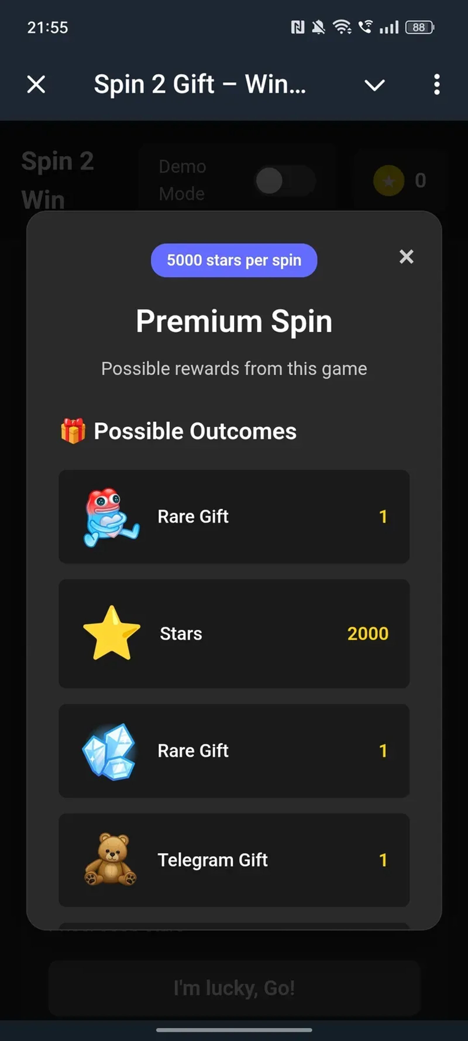 Spin 2 Gift – Win Telegram Gifts Instantly! в Телеграм — скриншот 3