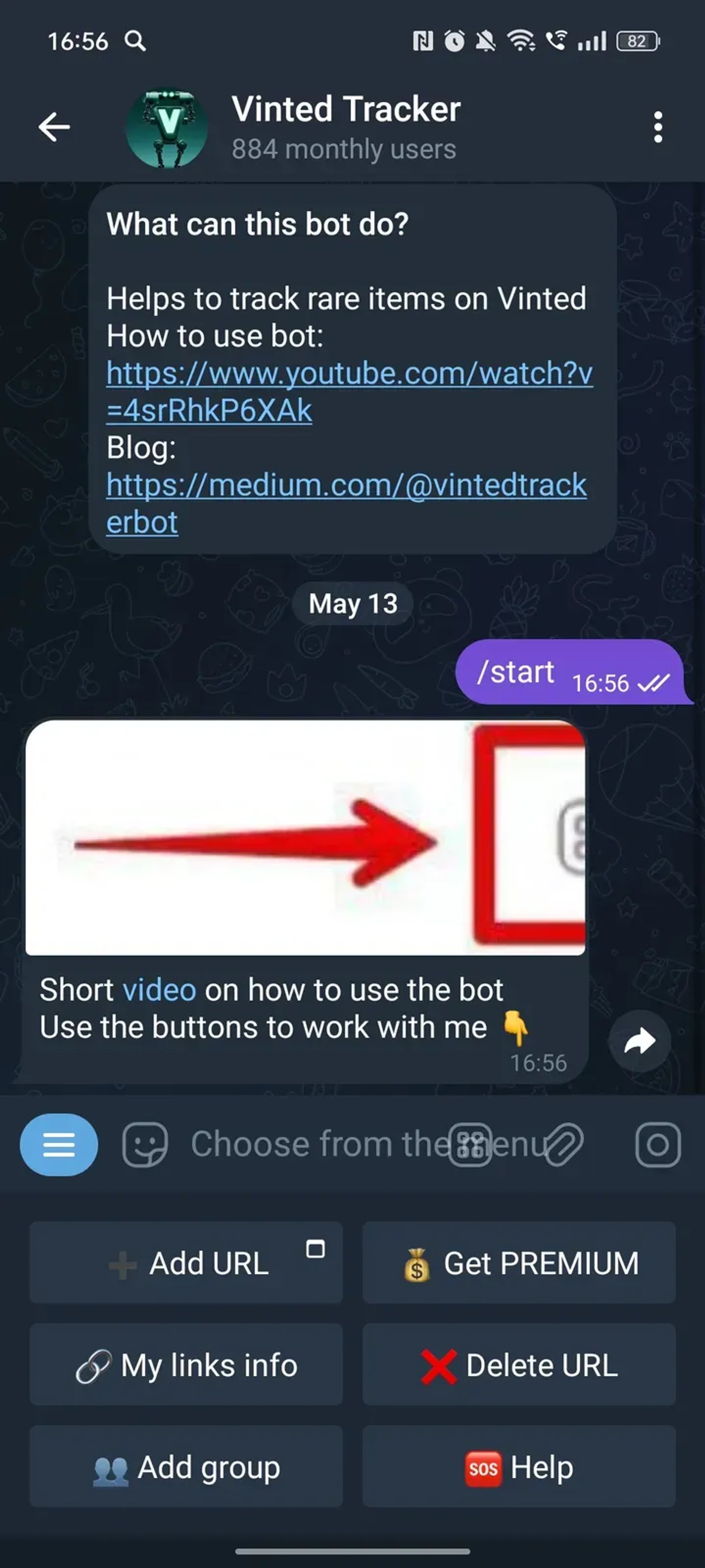 Vinted Tracker в Телеграм — скриншот 3