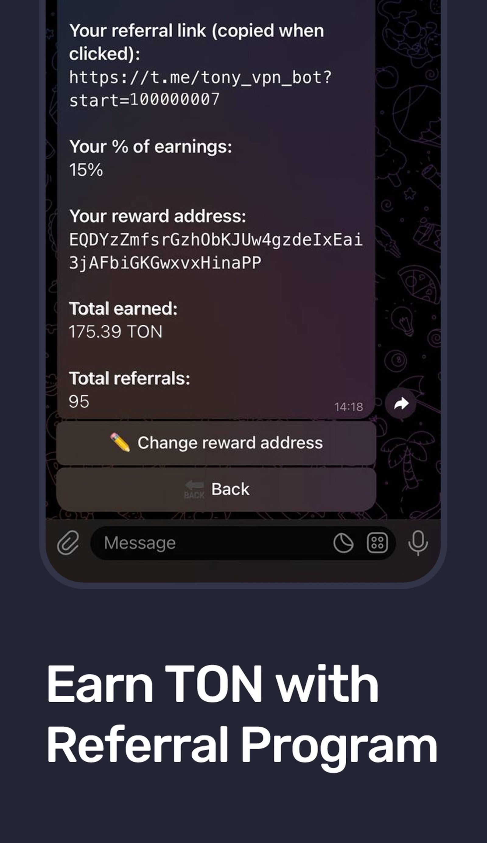 Tony VPN в Телеграм — скриншот 4