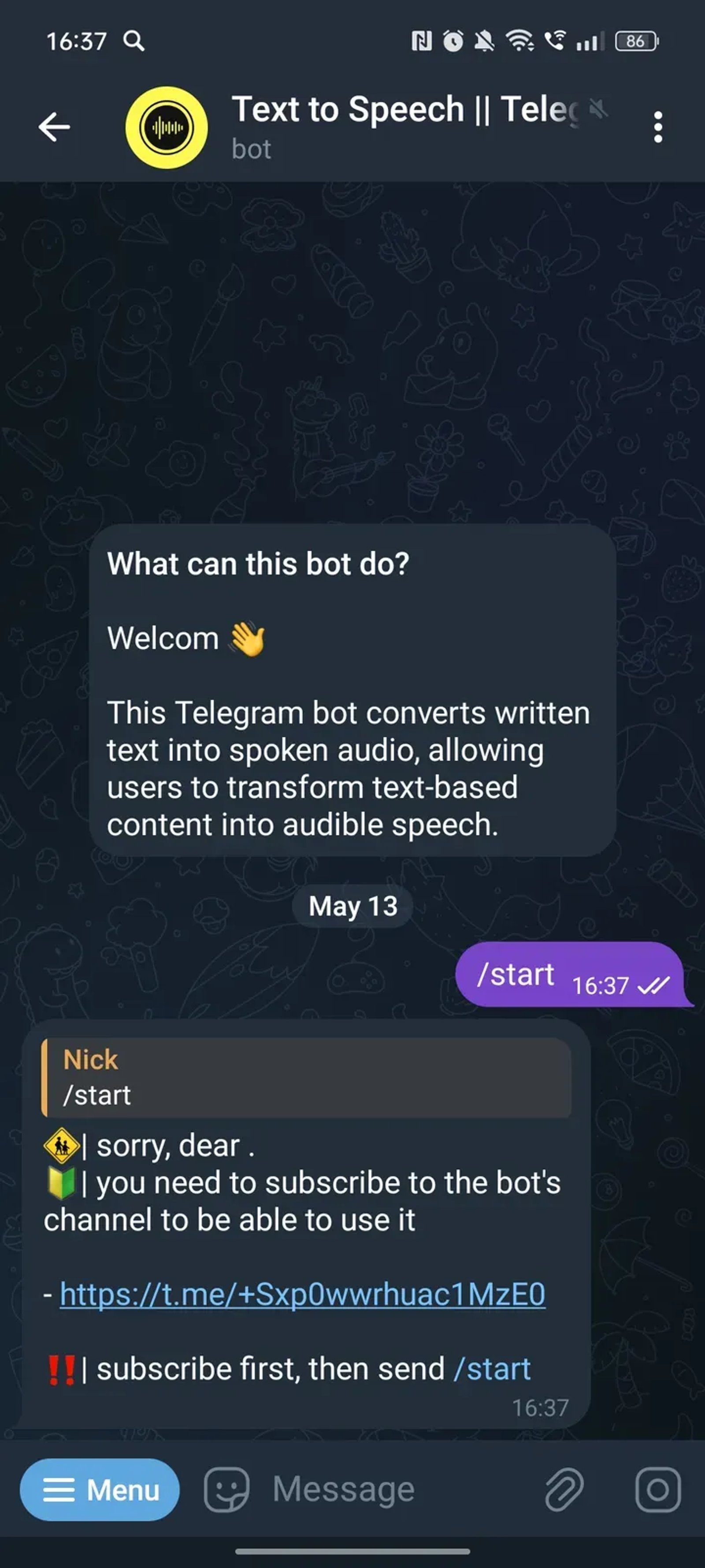 Text to Speech || Telegram bot в Телеграм — скриншот 2