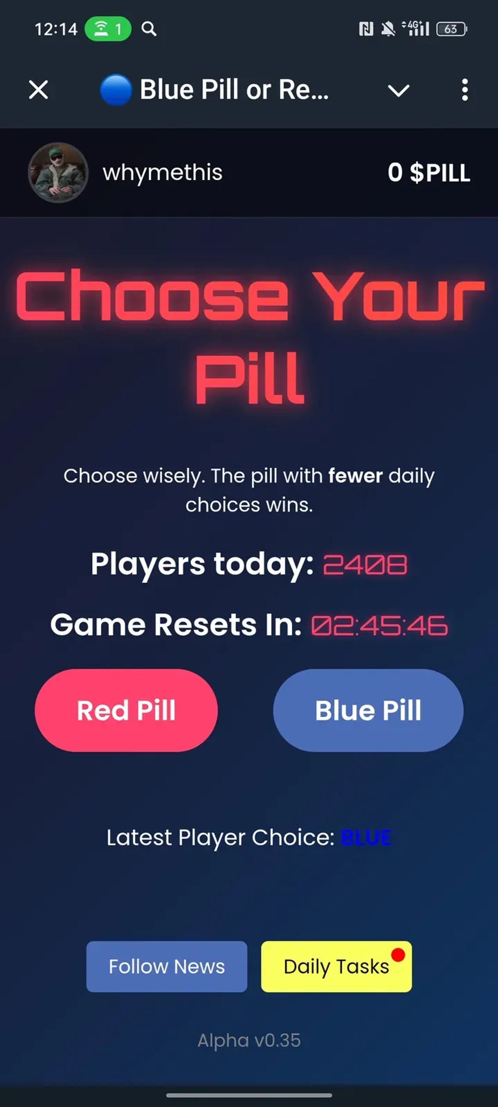 🔵 Blue Pill or Red Pill? 🔴 в Телеграм — скриншот 1