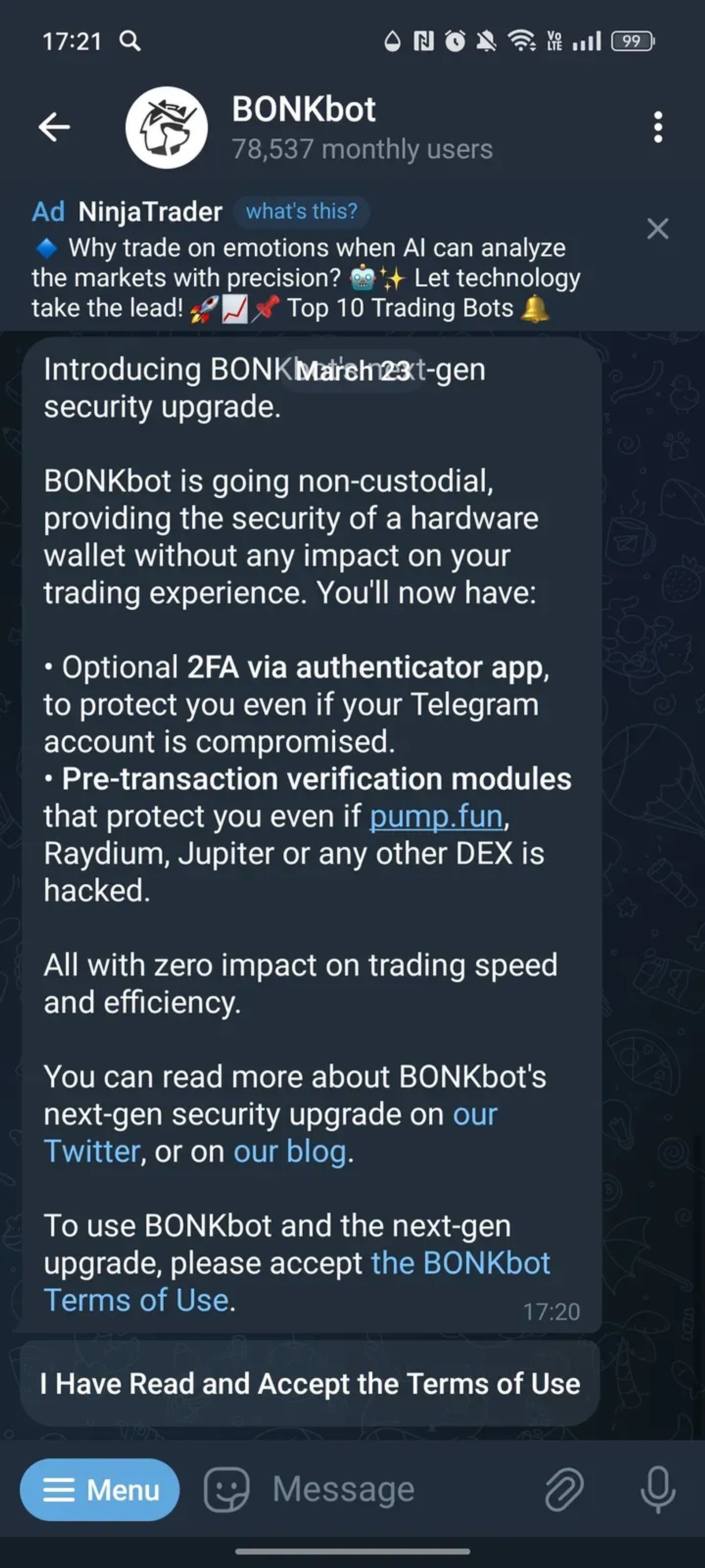BONKbot в Телеграм — скриншот 2