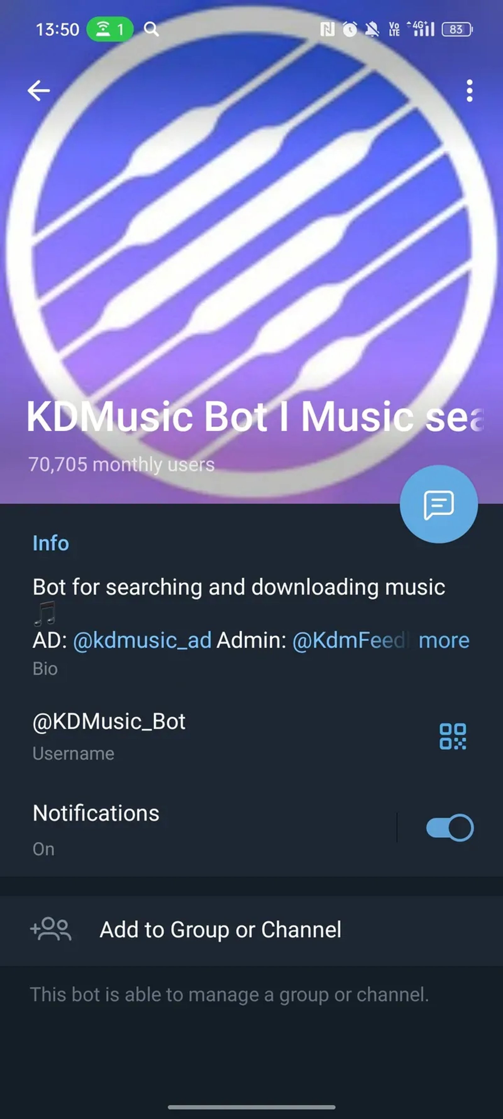 KDMusic Bot I Music search в Телеграм — скриншот 4