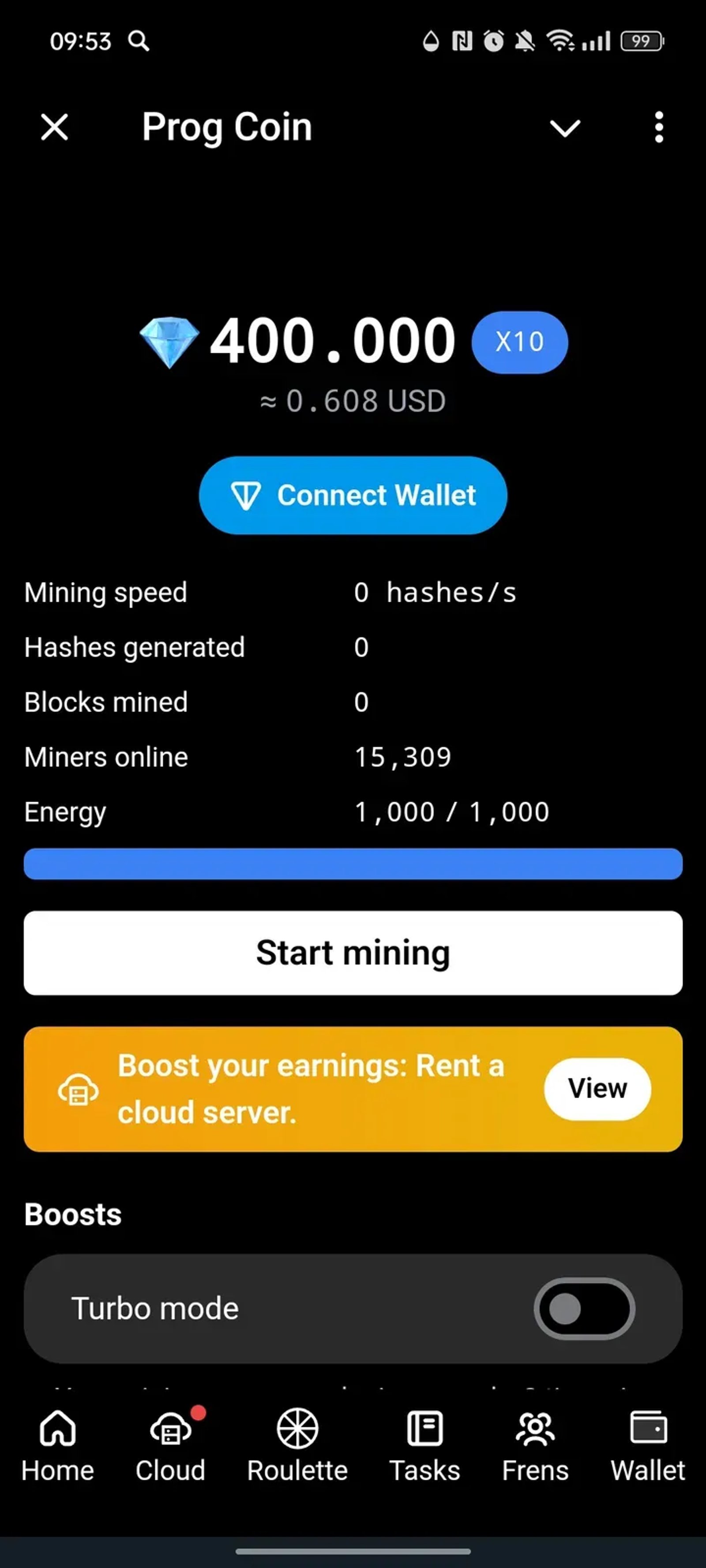 Prog Coin в Телеграм — скриншот 1
