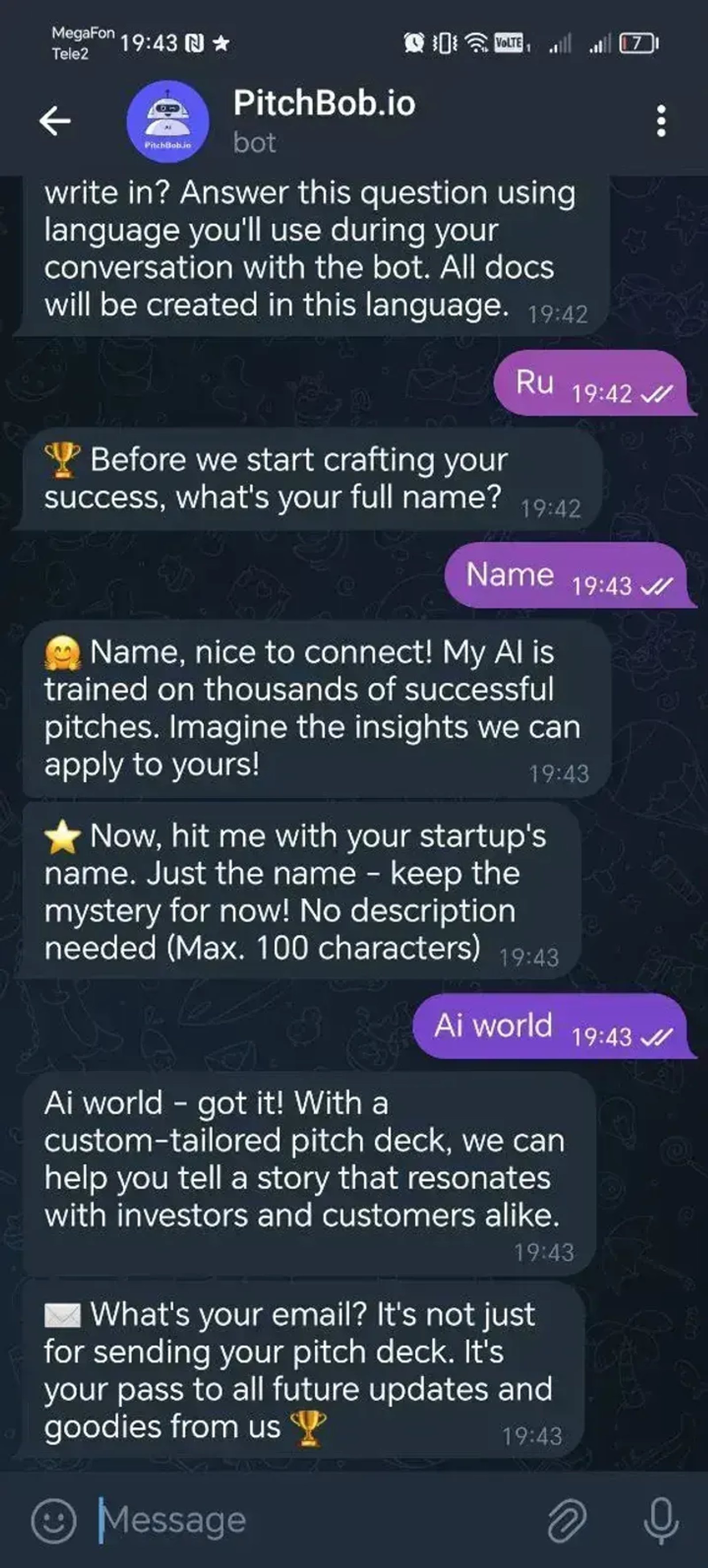 PitchBob.io в Телеграм — скриншот 2