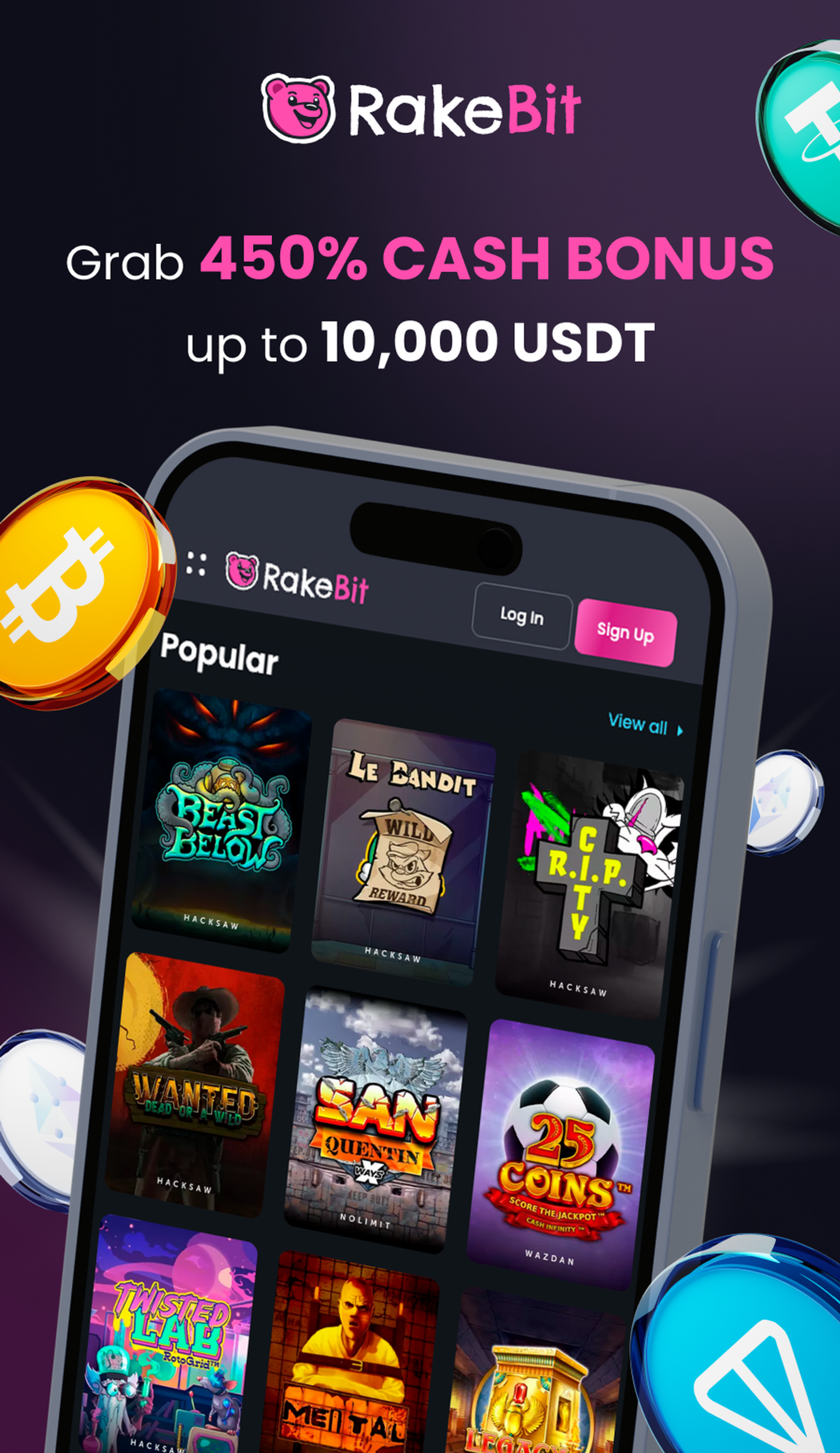 Rakebit Casino в Телеграм — скриншот 1