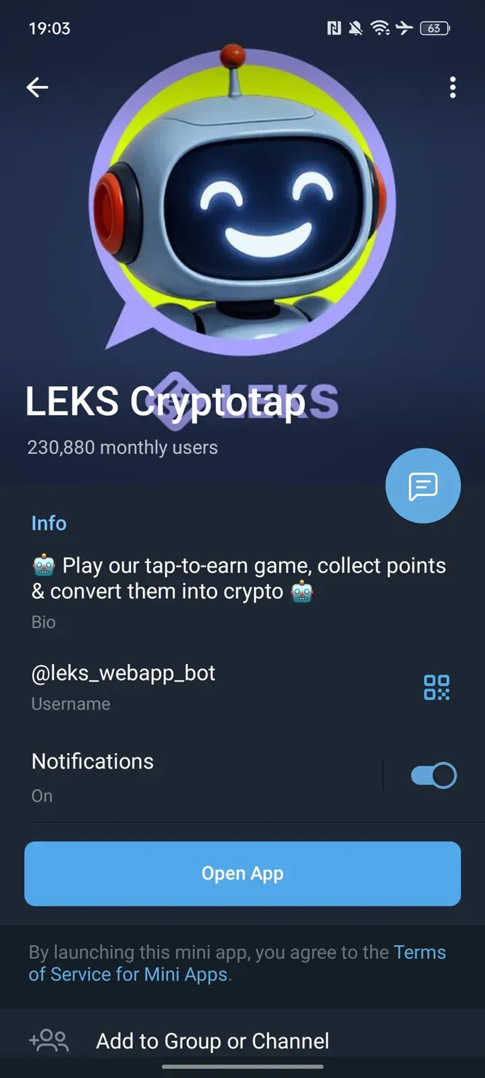 LEKS Cryptotap Telegram Screenshot 3