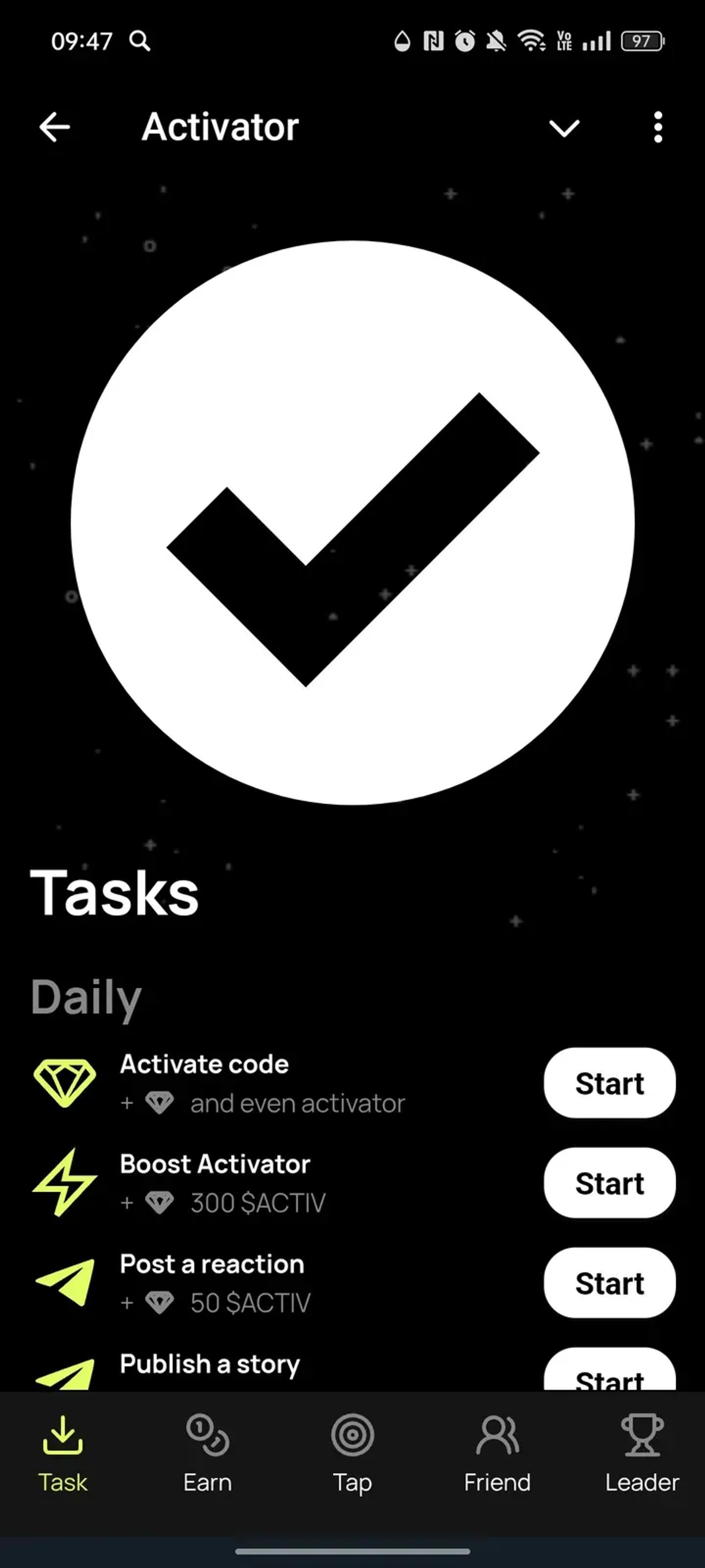 Activator в Телеграм — скриншот 3