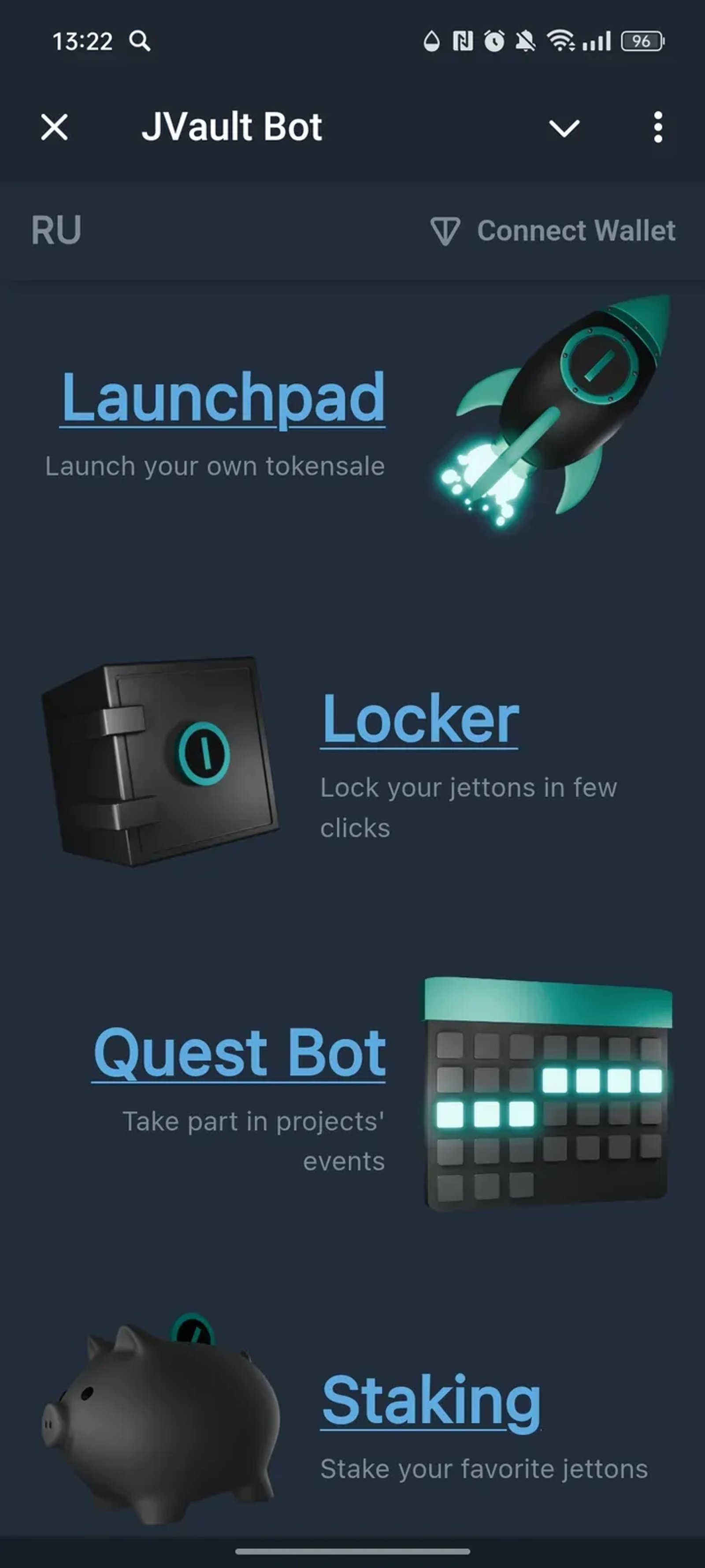 JVault Bot в Телеграм — скриншот 1