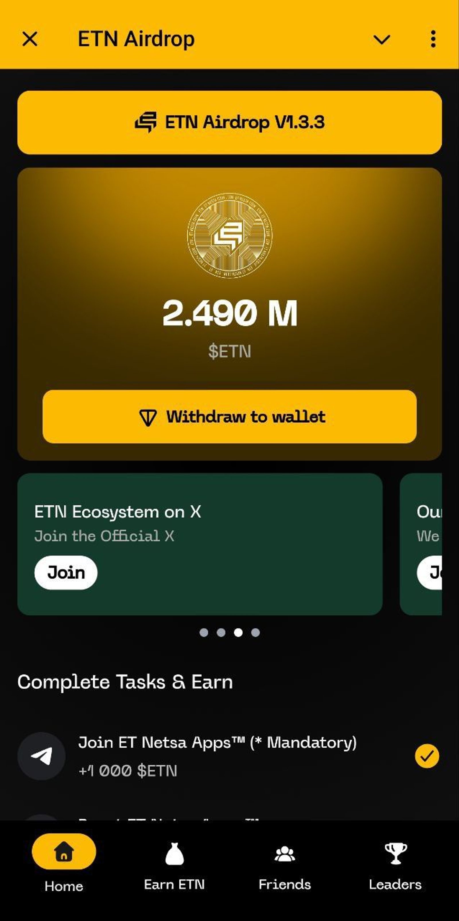 ETN Airdrop Telegram Screenshot 1