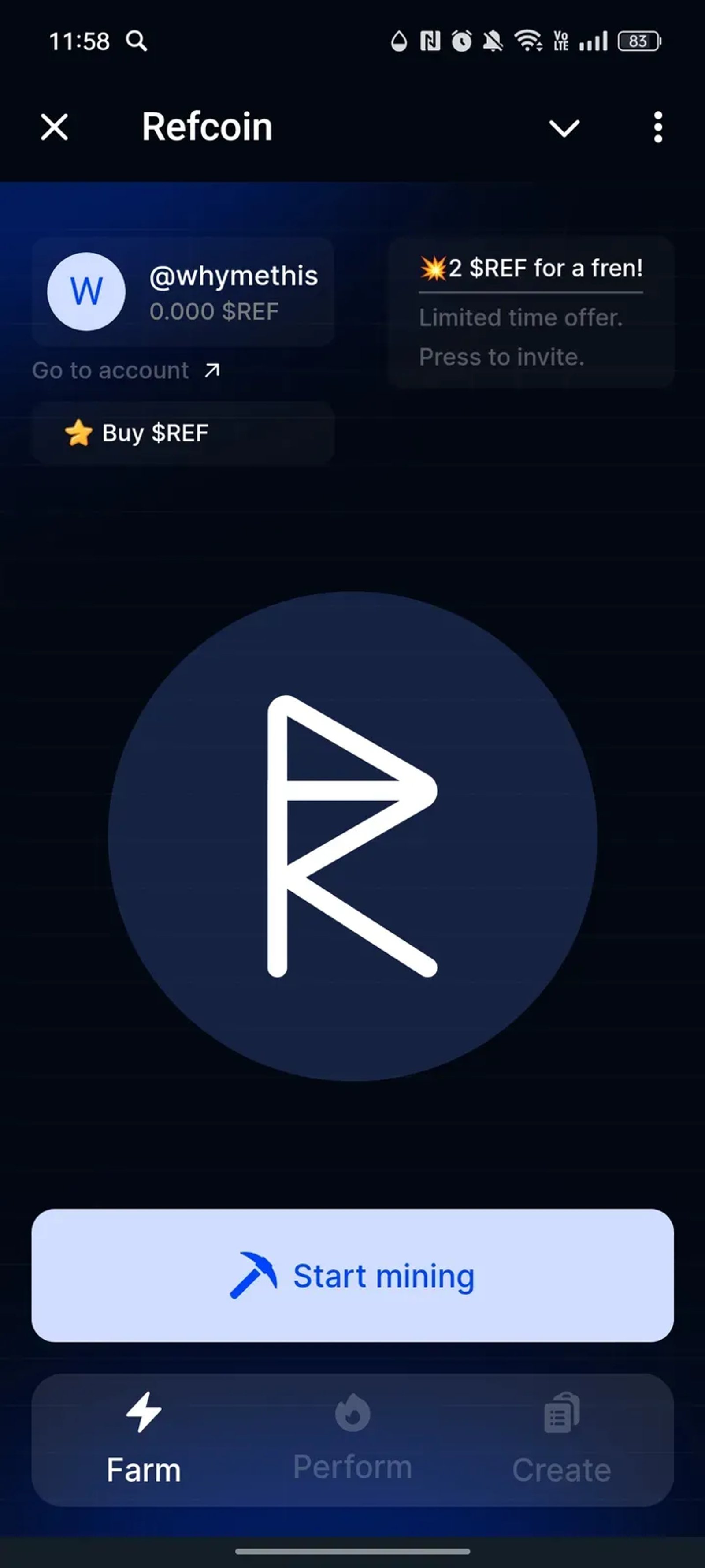 Refcoin в Телеграм — скриншот 1