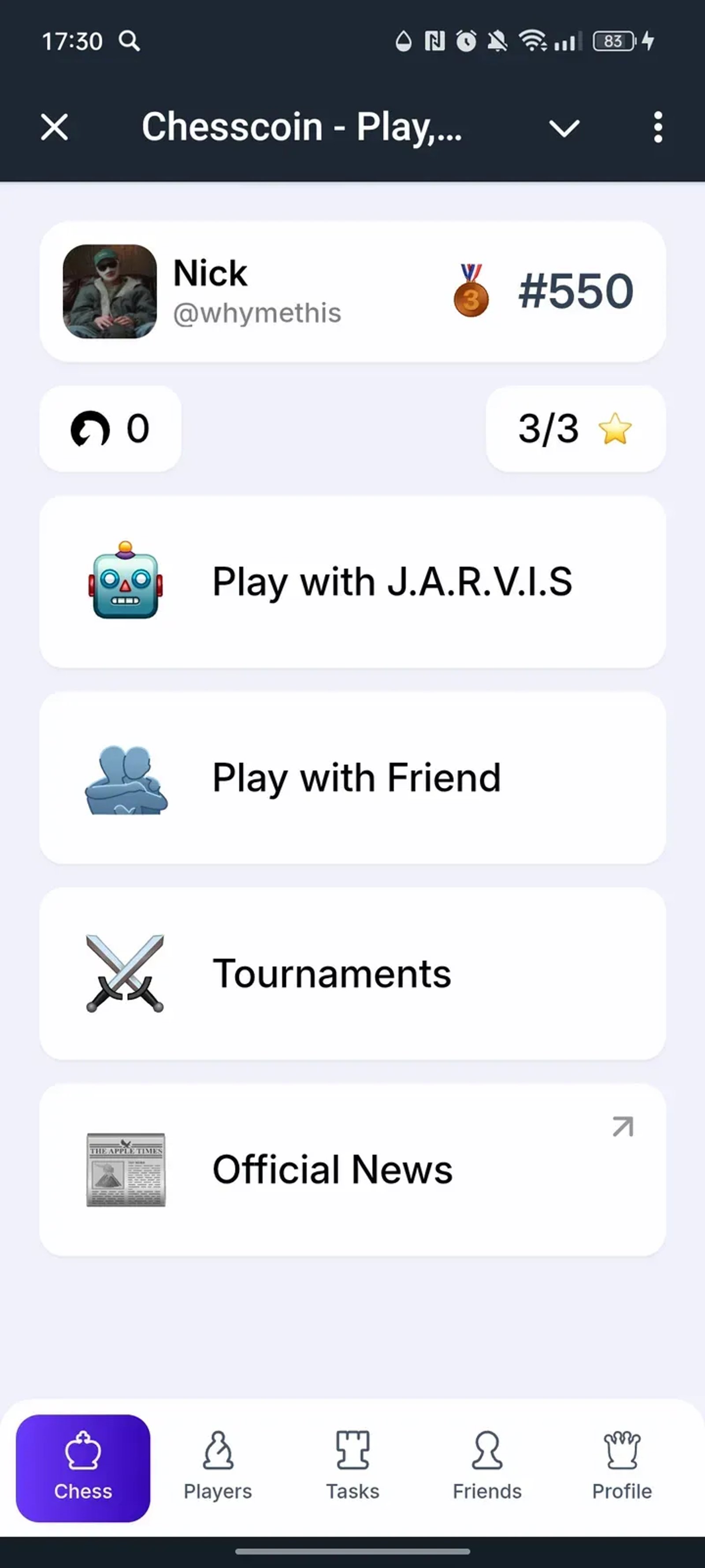 ChessCoin - Play to Earn ♟️ в Телеграм — скриншот 1