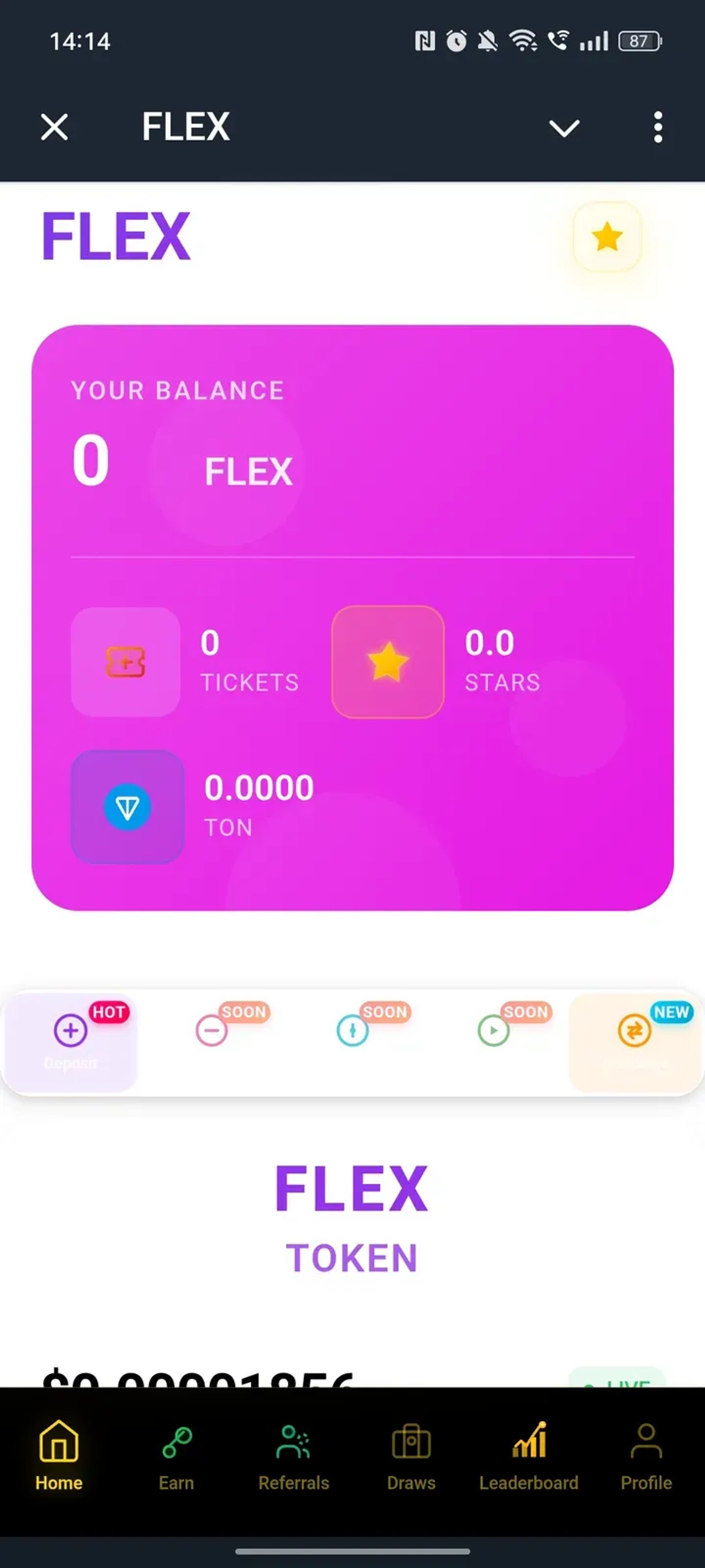 FLEX в Телеграм — скриншот 1