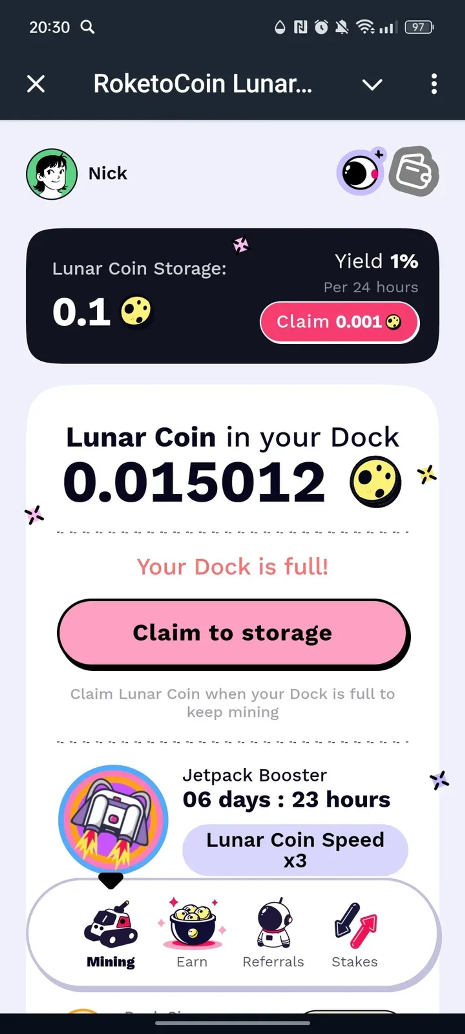 RoketoCoin Lunar Program в Телеграм — скриншот 1