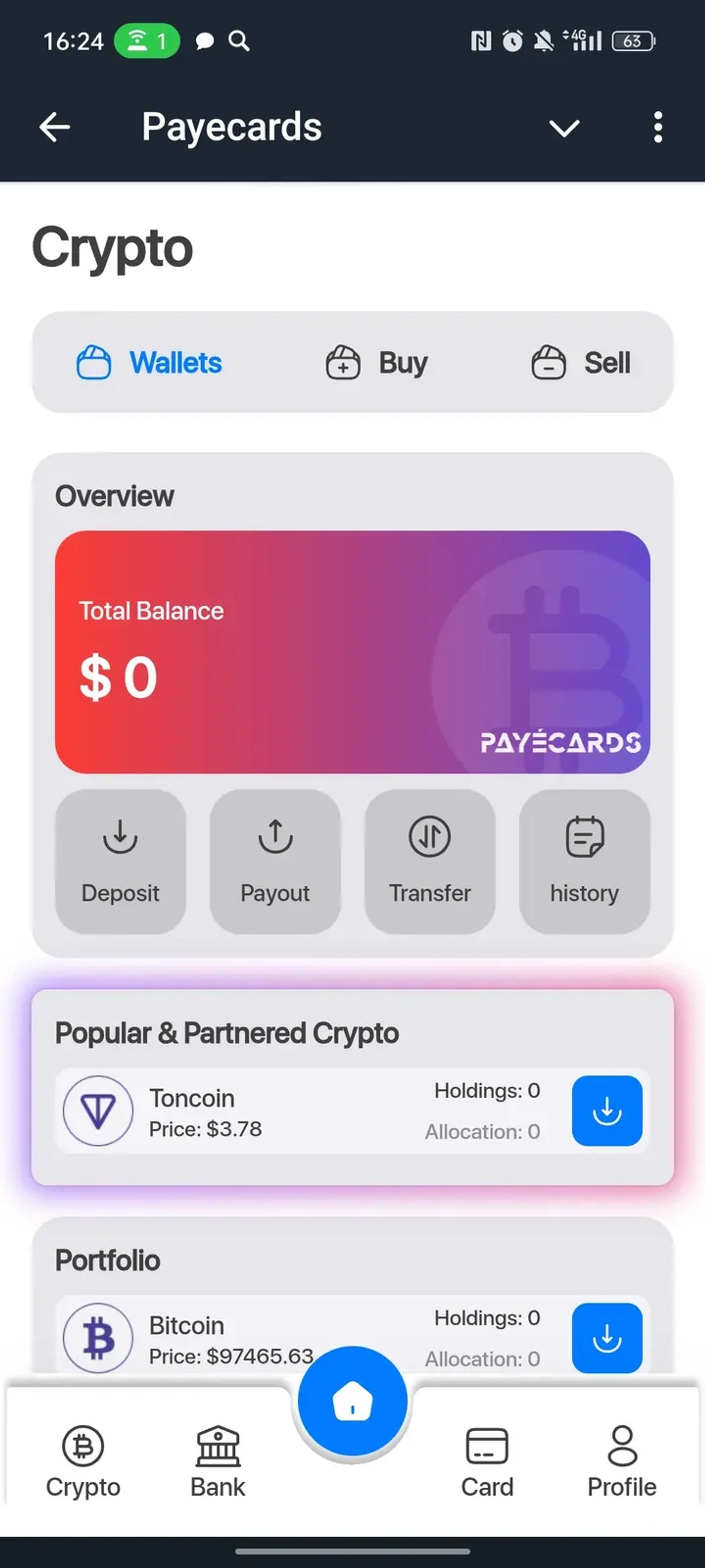Payecards в Телеграм — скриншот 3