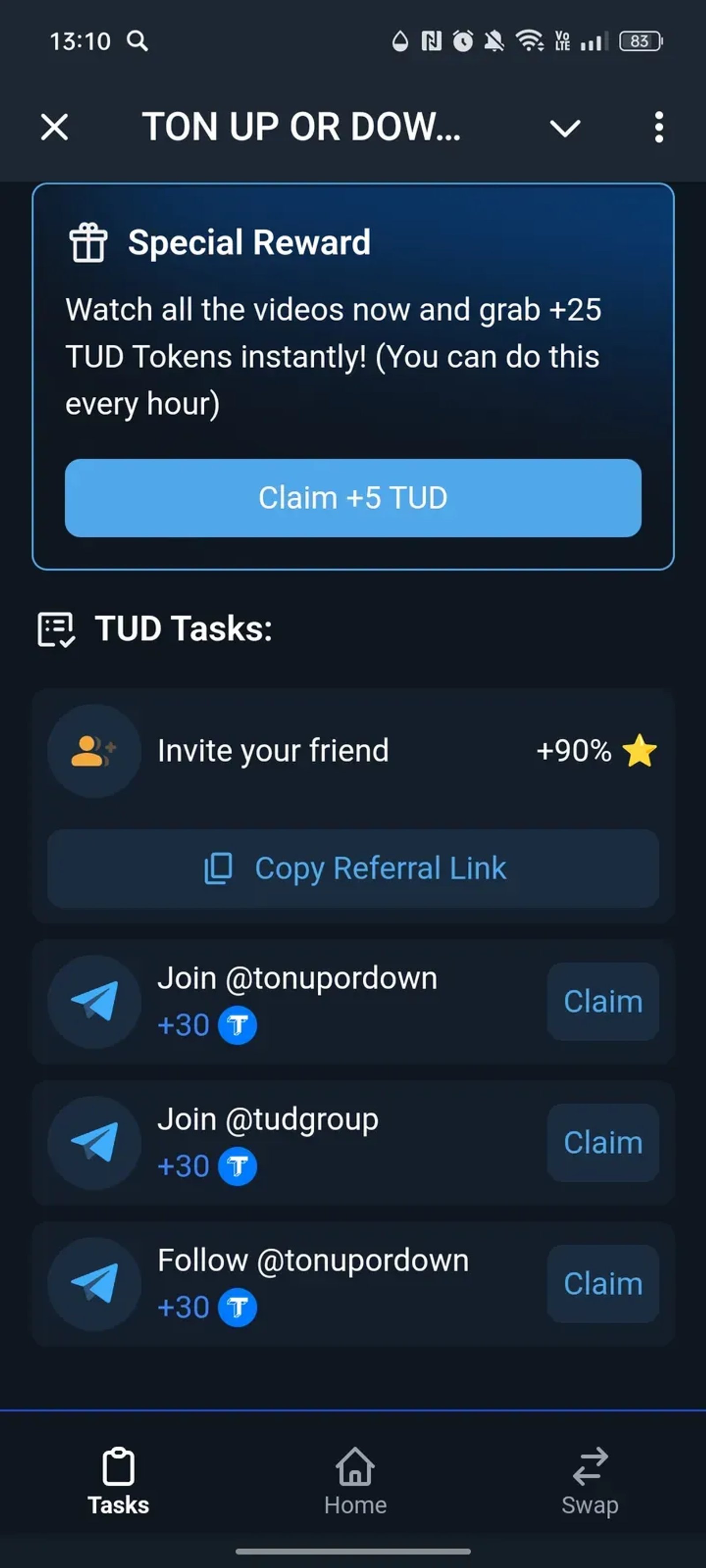 TON UP OR DOWN BOT в Телеграм — скриншот 4