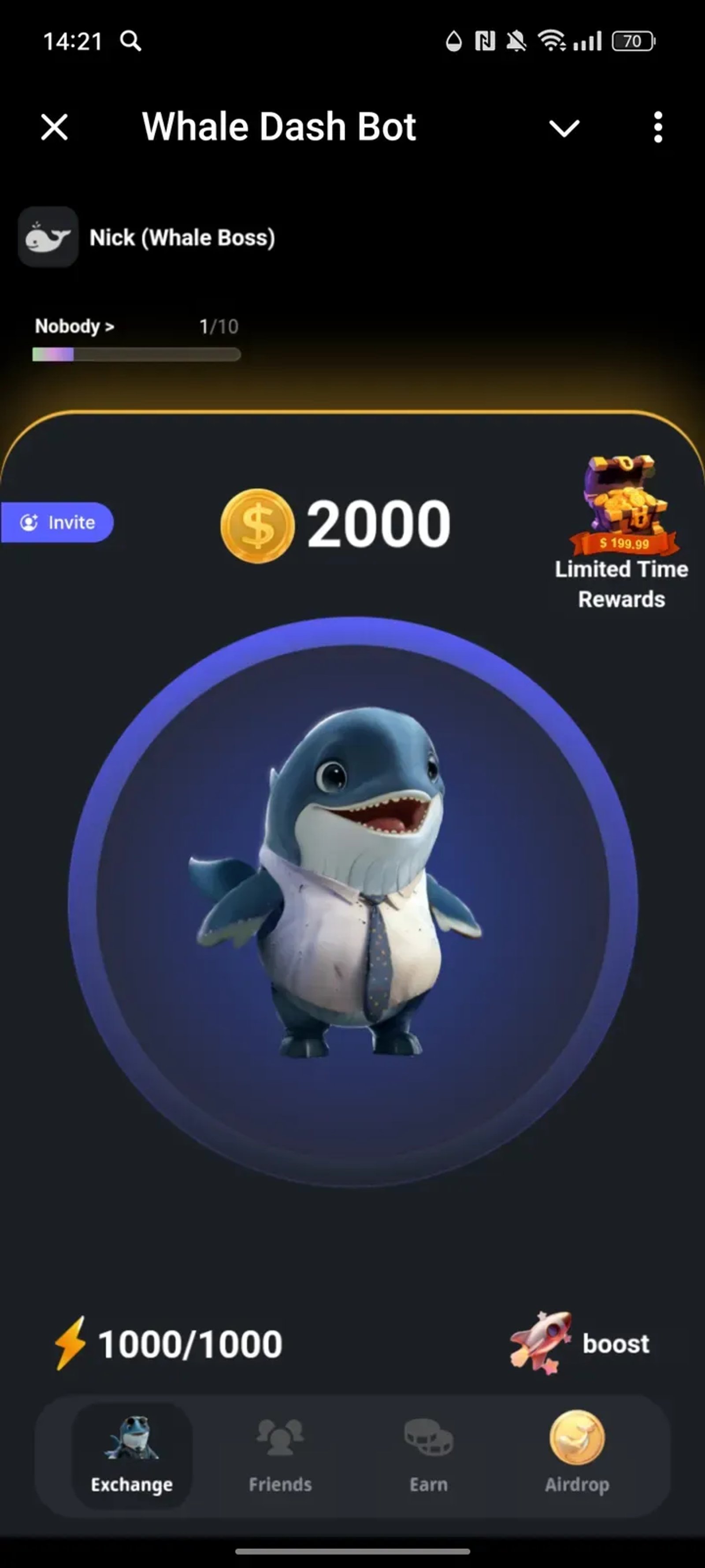 Whale Dash Bot в Телеграм — скриншот 1