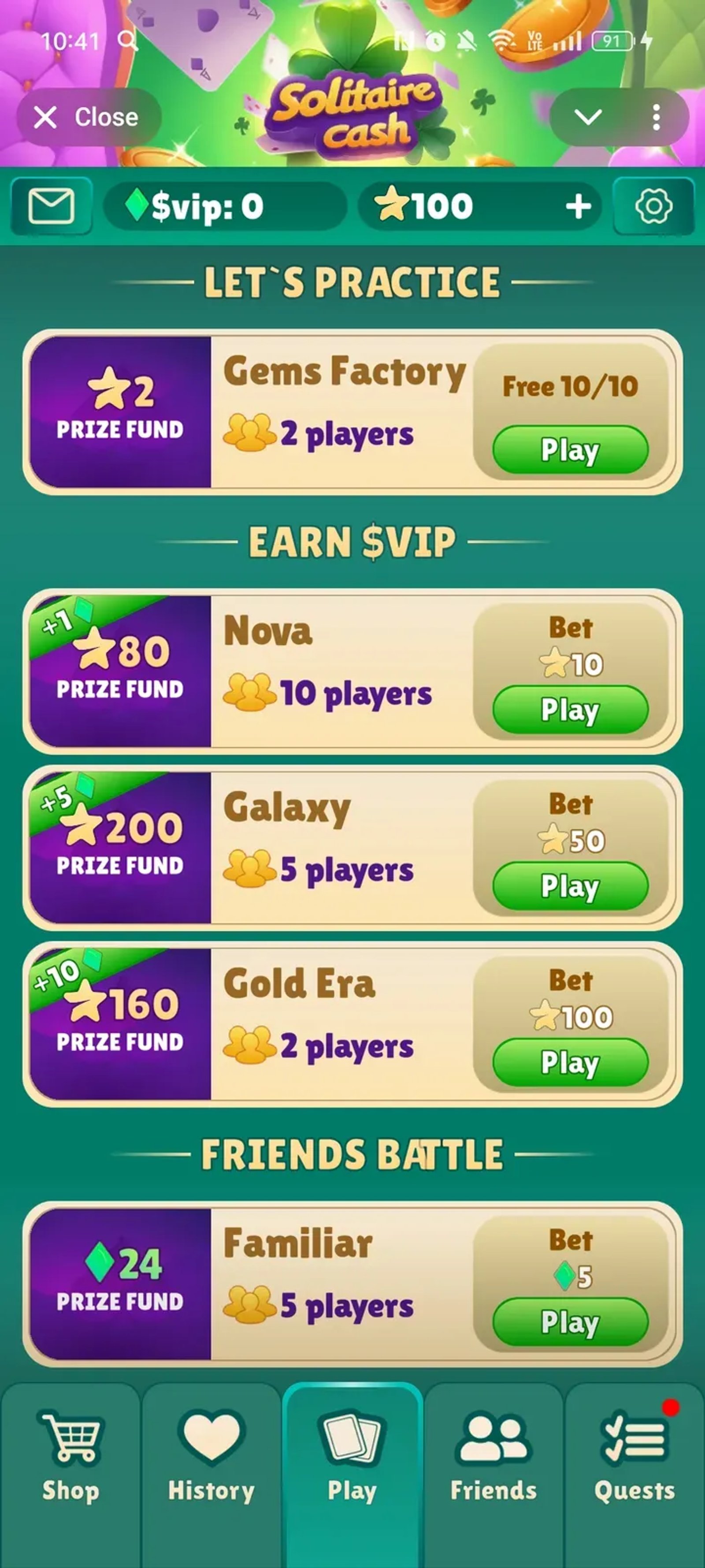 Solitaire $VIP в Телеграм — скриншот 1