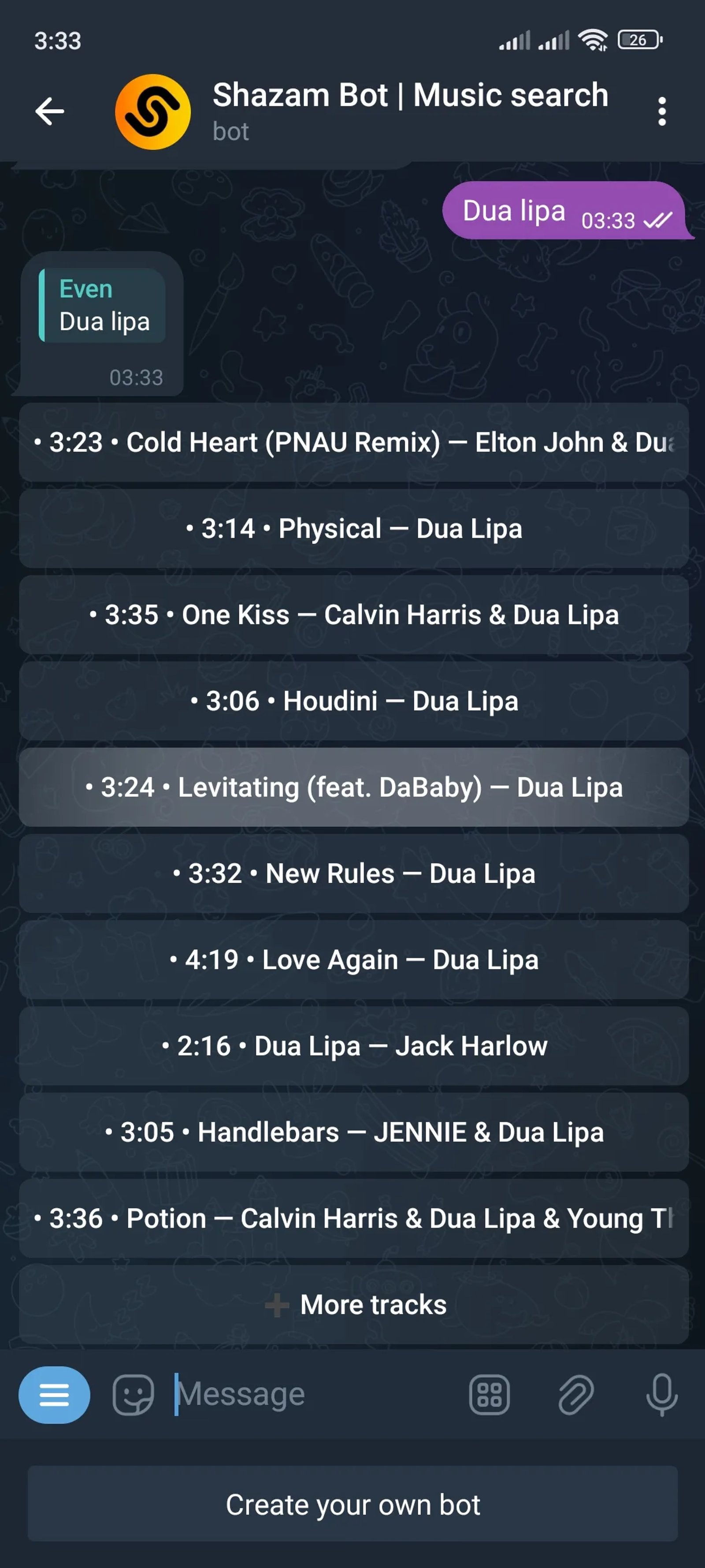 SHAZAM Bot | Music search в Телеграм — скриншот 2