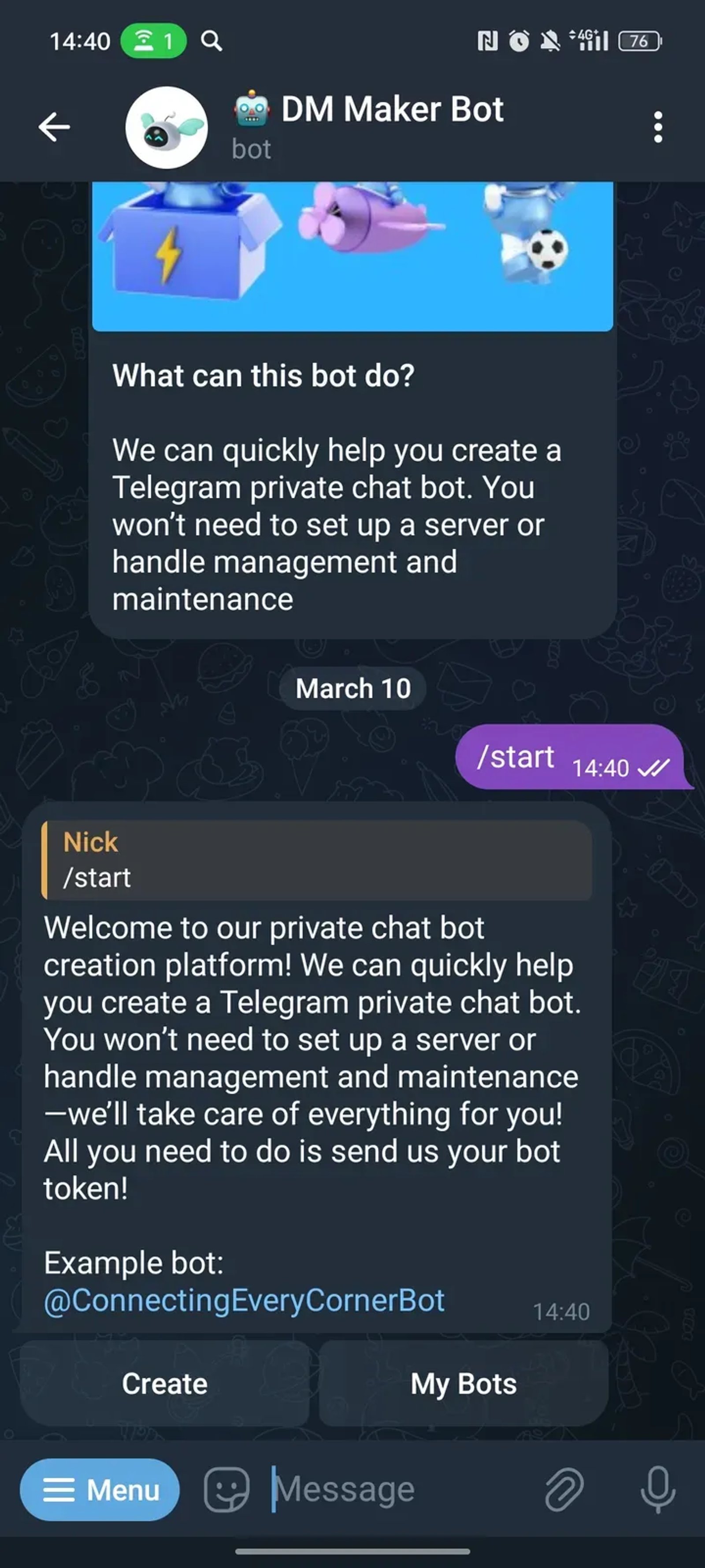 🤖 DM Maker Bot в Телеграм — скриншот 1