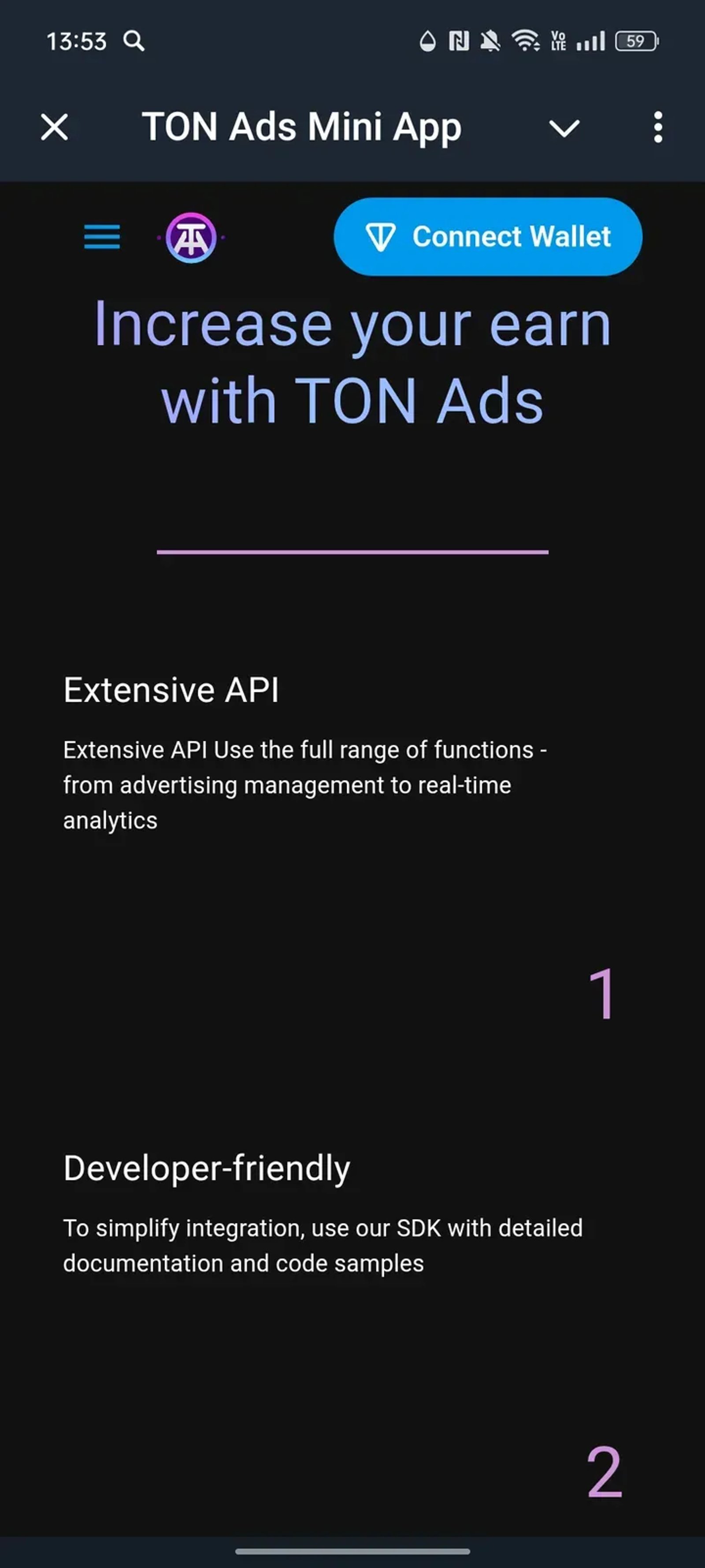 TON Ads Mini App в Телеграм — скриншот 3
