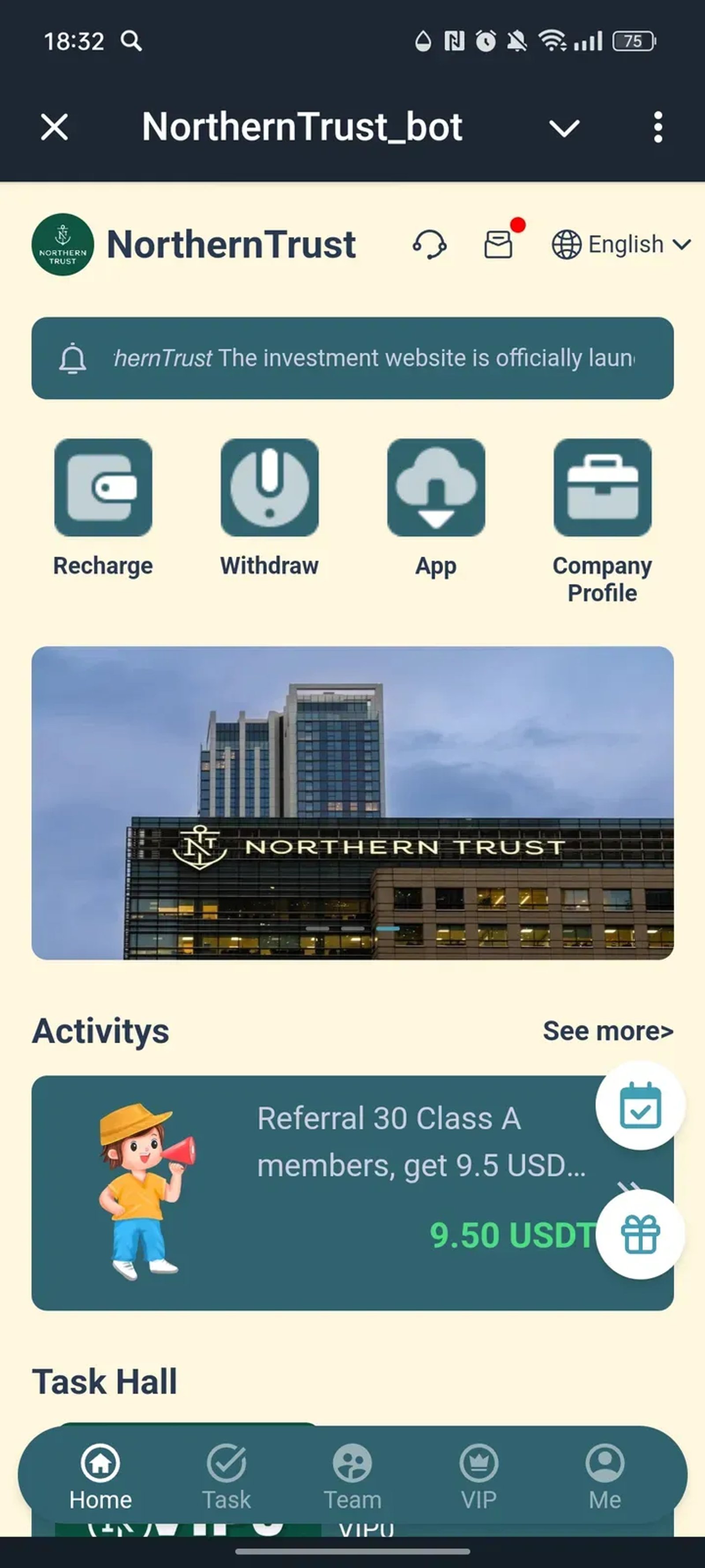 NorthernTrust_bot в Телеграм — скриншот 1