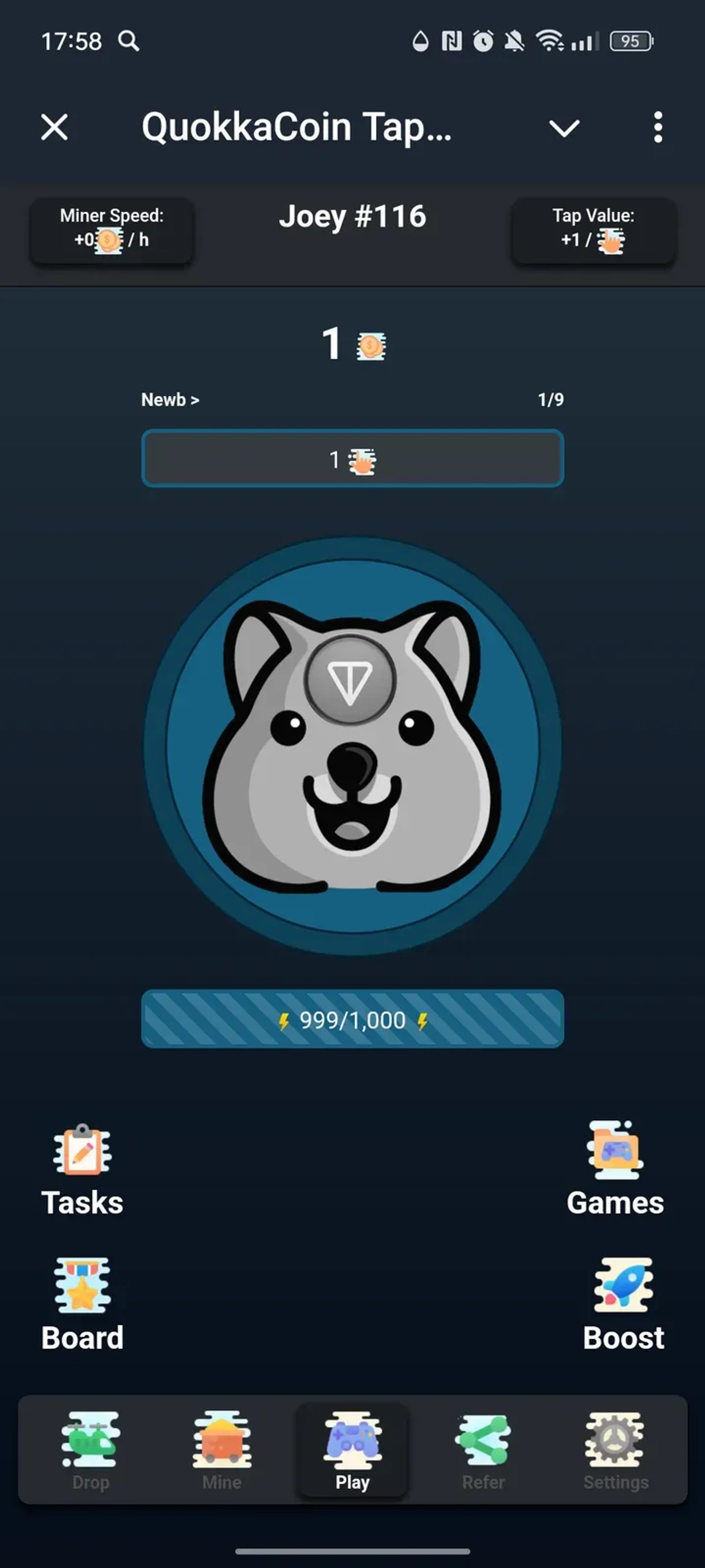 QuokkaCoin Tap Bot в Телеграм — скриншот 1