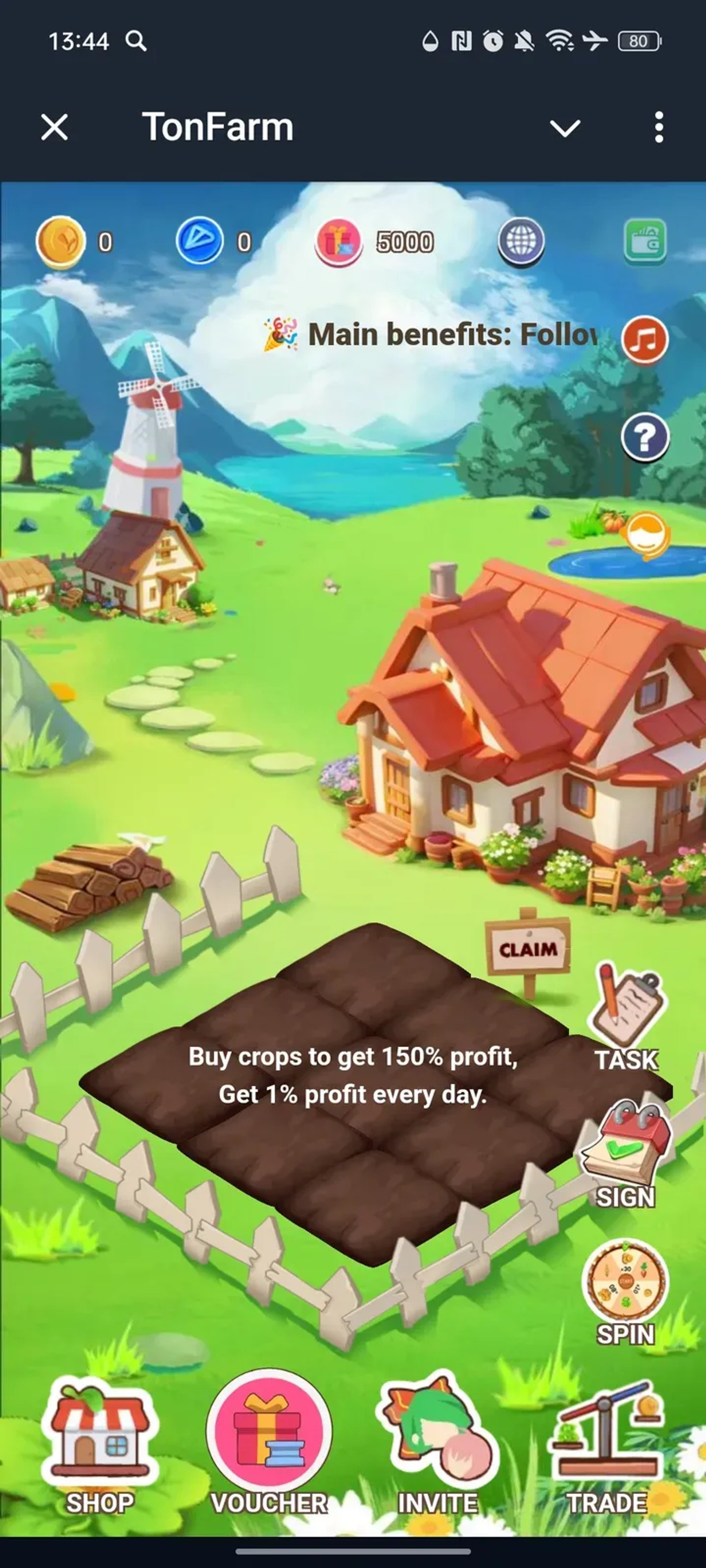 TonFarm в Телеграм — скриншот 1