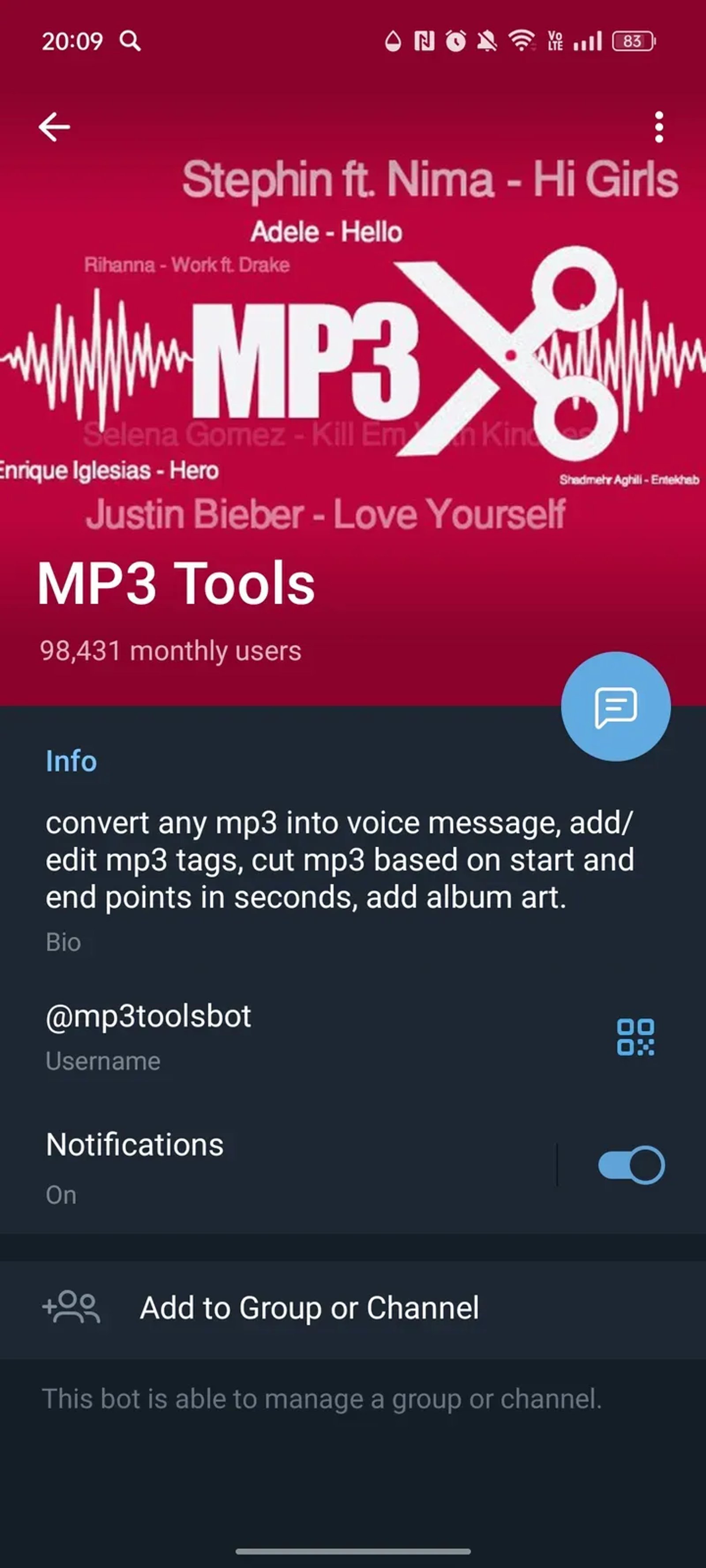 MP3 Tools в Телеграм — скриншот 4