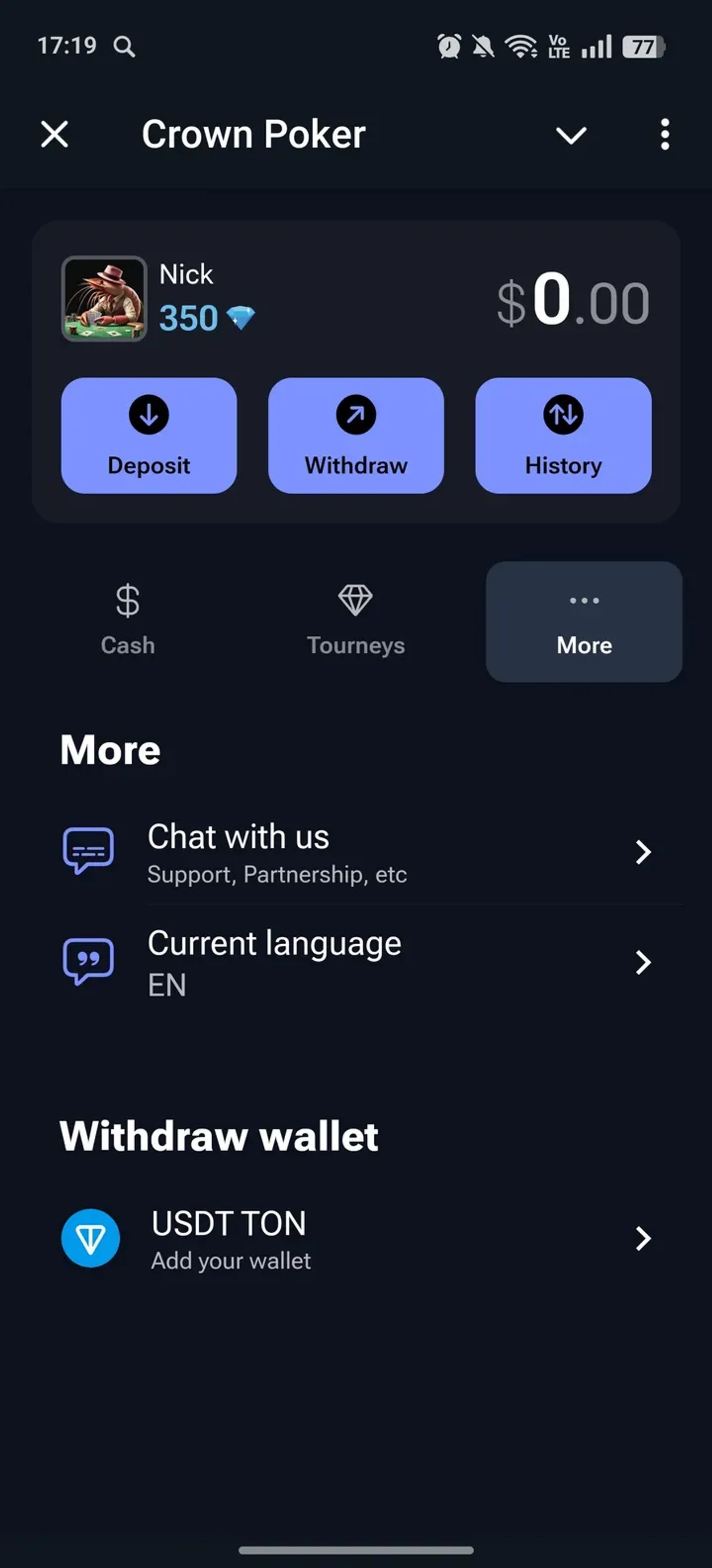 Crown Poker в Telegram — скриншот 4