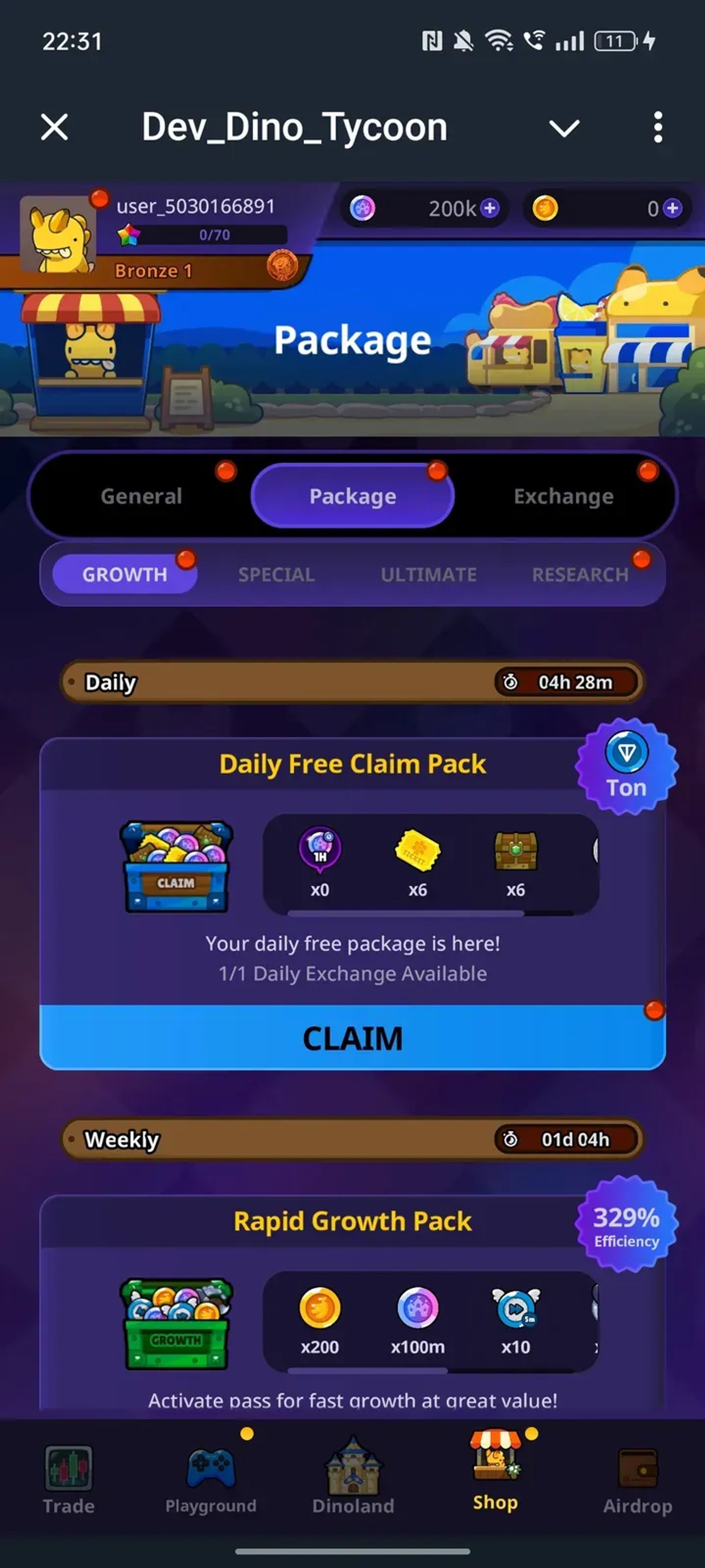 Dev_Dino_Tycoon Telegram Screenshot 3