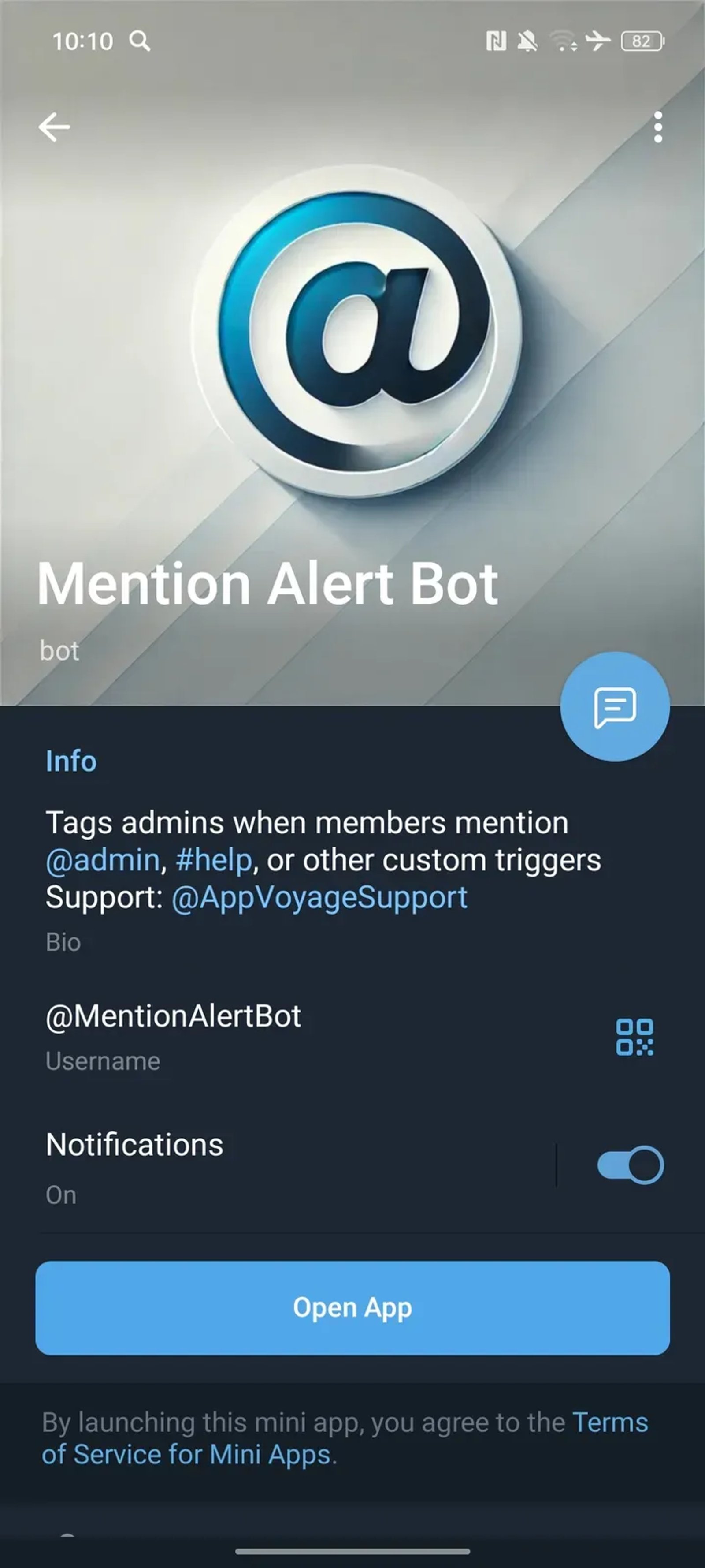 Mention Alert Bot в Телеграм — скриншот 4