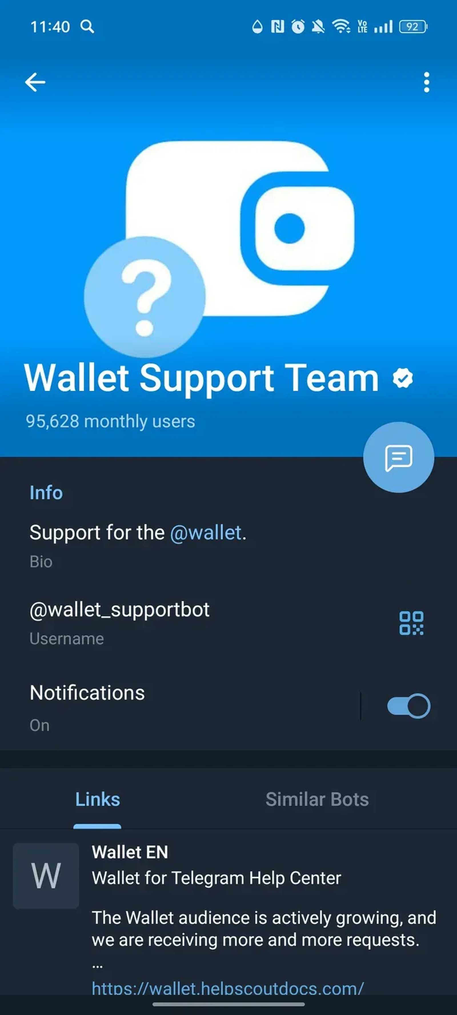 Wallet Support Team в Телеграм — скриншот 4