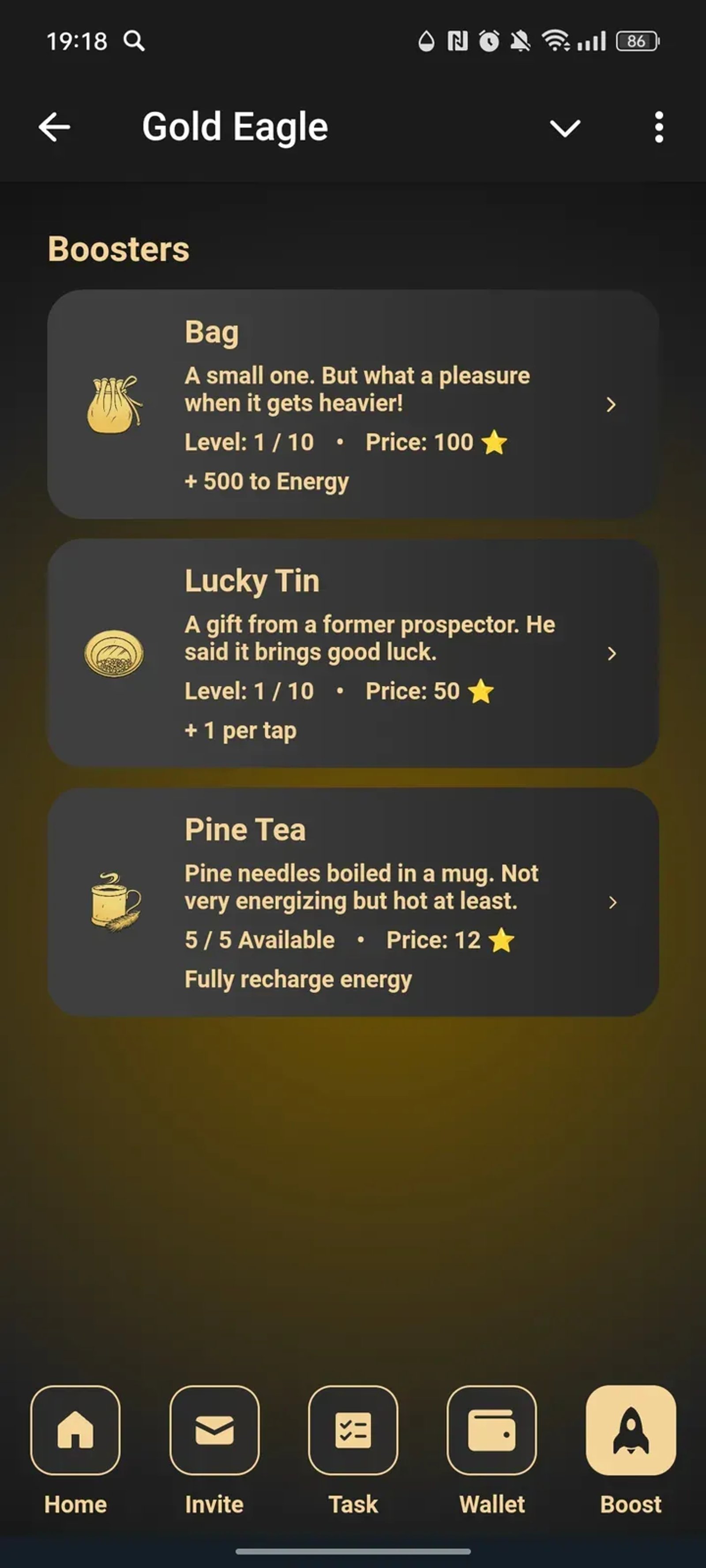 Gold Eagle в Телеграм — скриншот 5