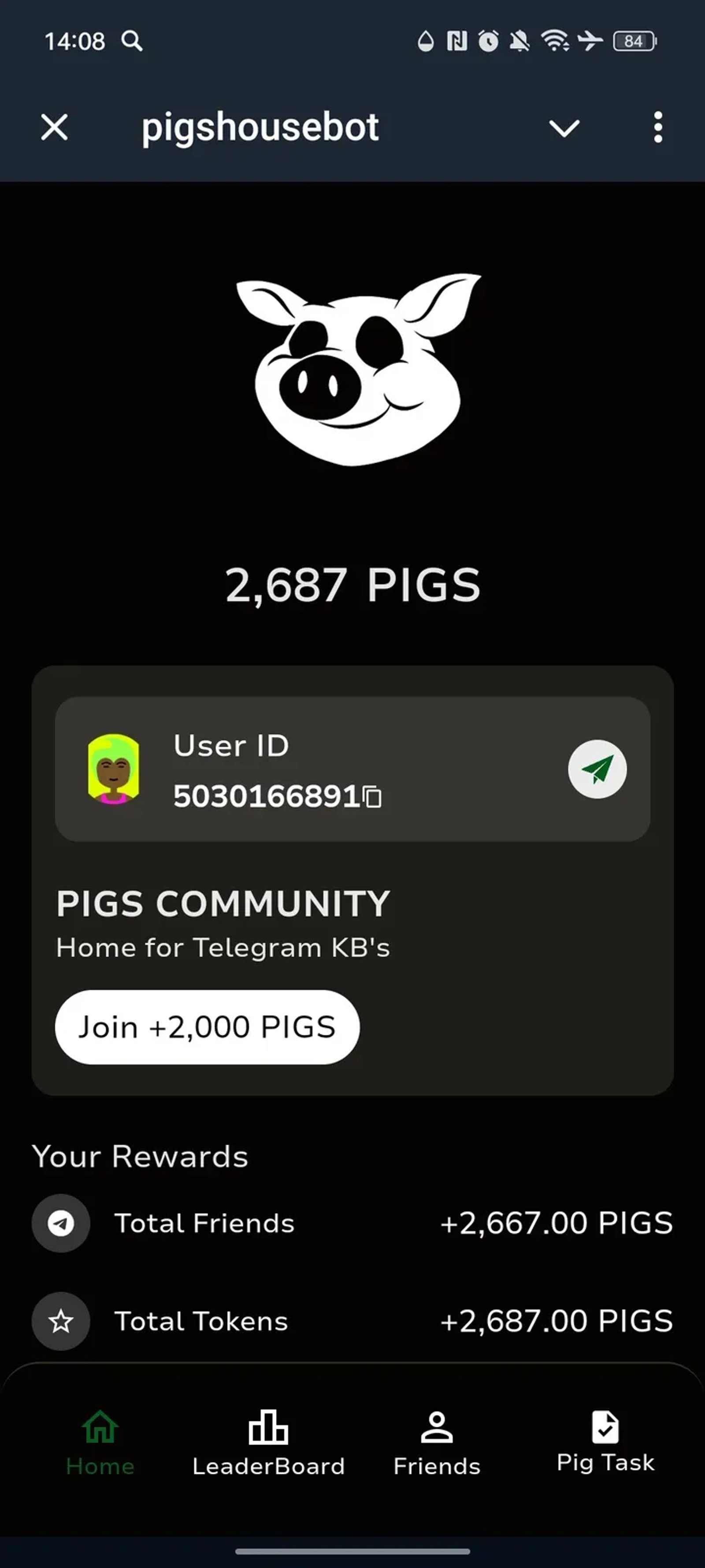 pigshousebot в Телеграм — скриншот 3