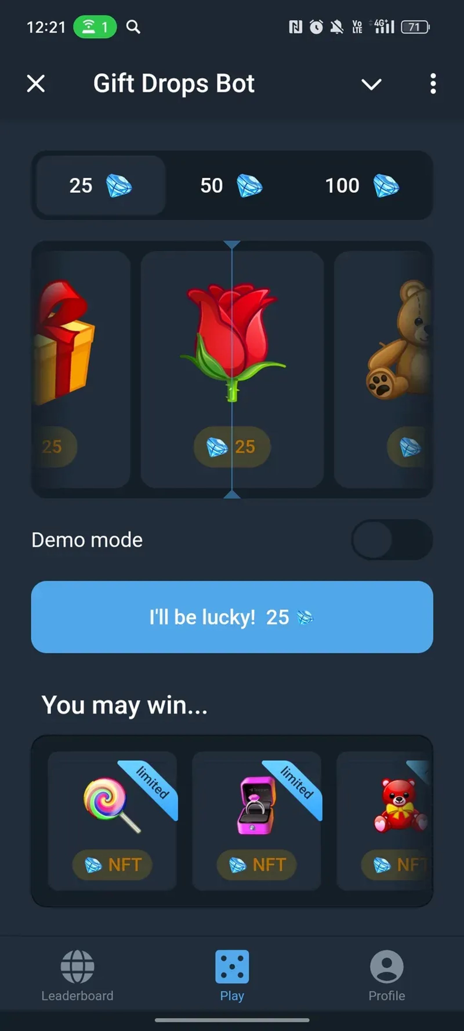 Gift Drops Bot в Телеграм — скриншот 1
