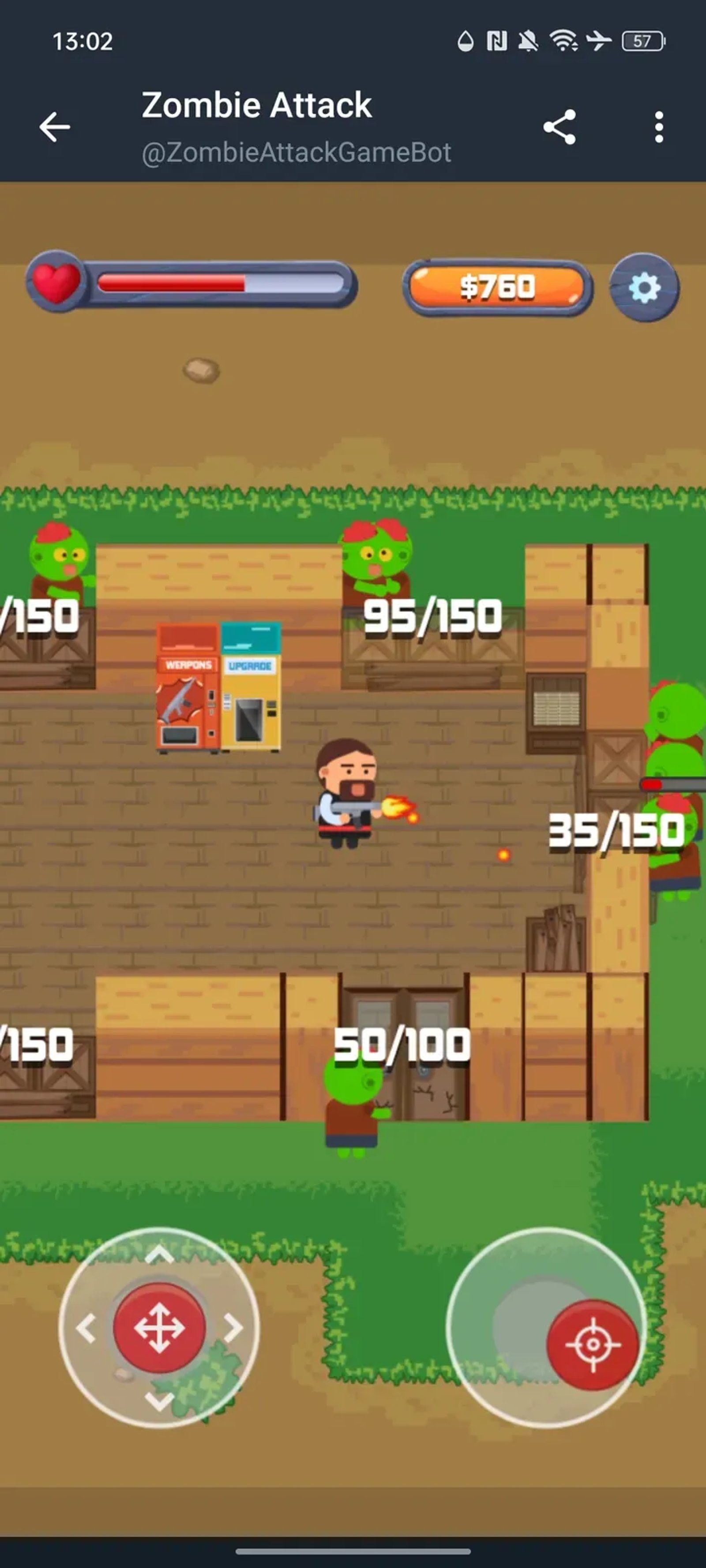 Zombie Attack Game в Телеграм — скриншот 4