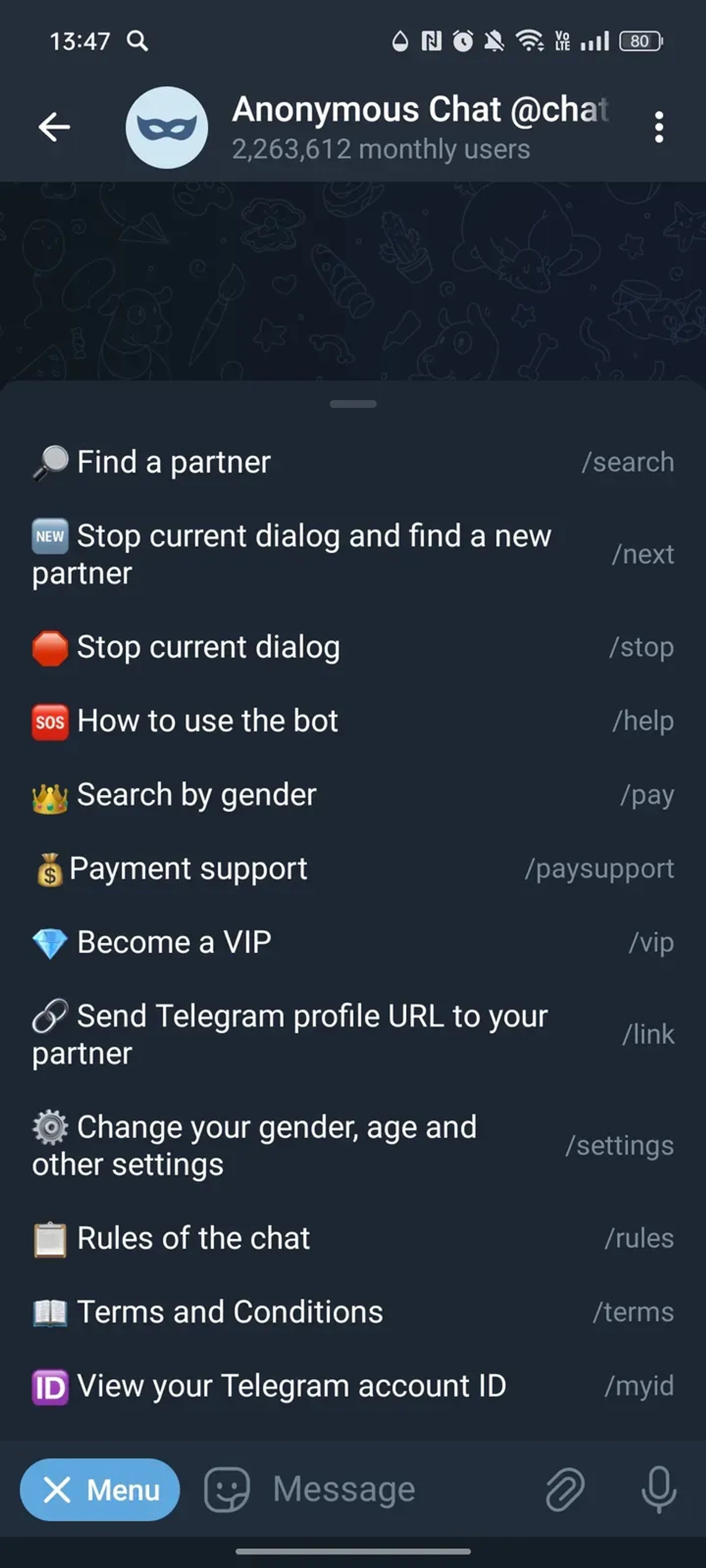 Anonymous Chat @chatbot в Телеграм — скриншот 2