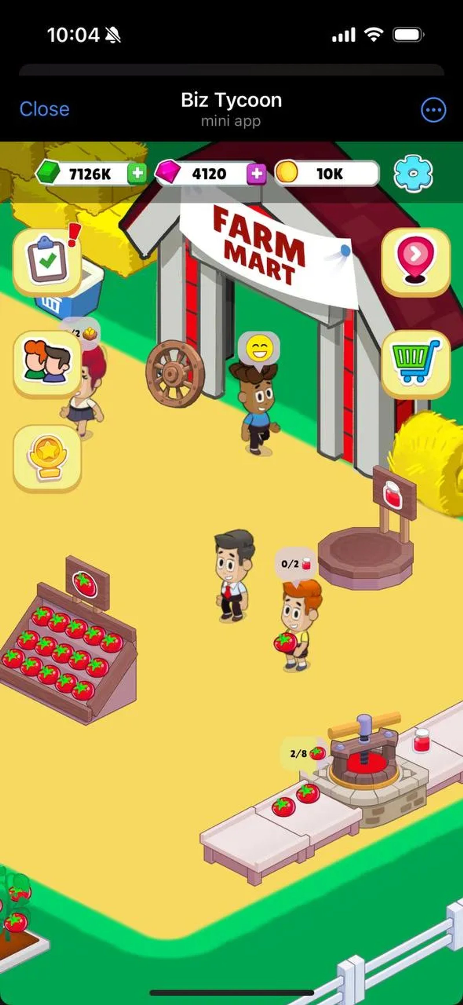 Biz Tycoon в Телеграм — скриншот 3
