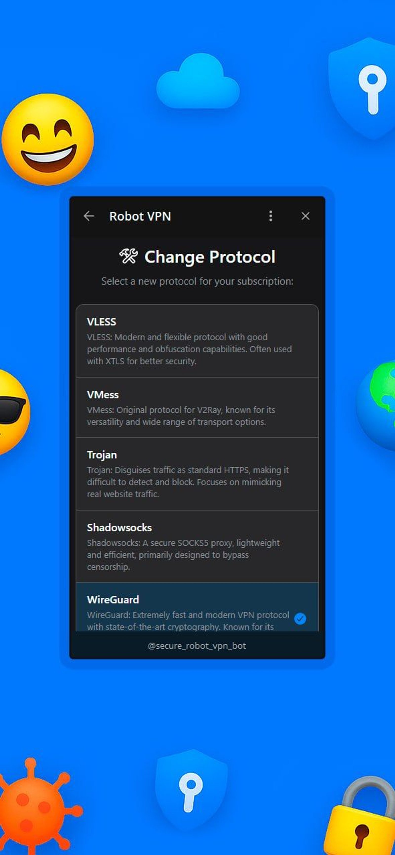 Robot VPN в Telegram — скриншот 5