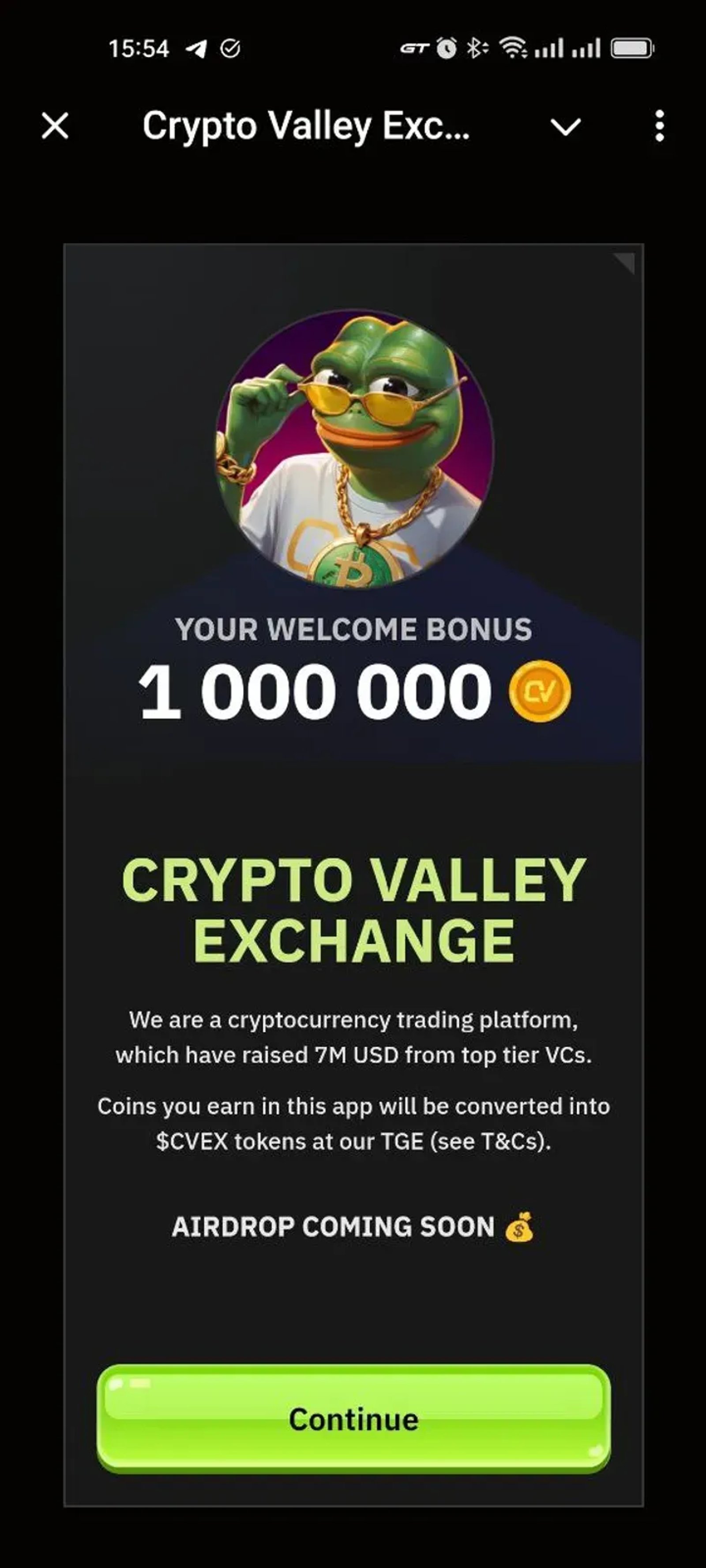 Crypto Valley Exchange App в Телеграм — скриншот 5